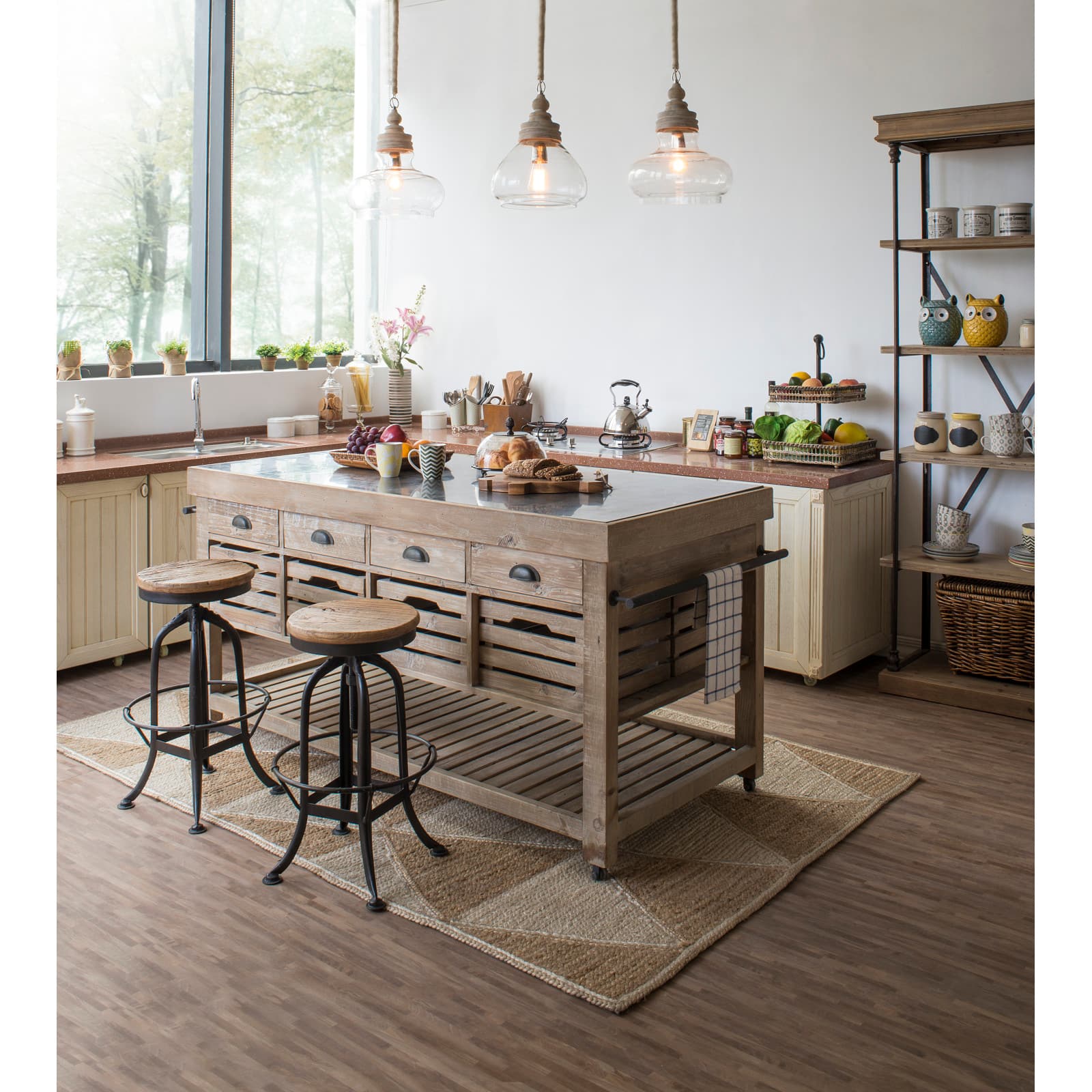 Hello Honey® 15" Glass & Mango Wood Pendant Light