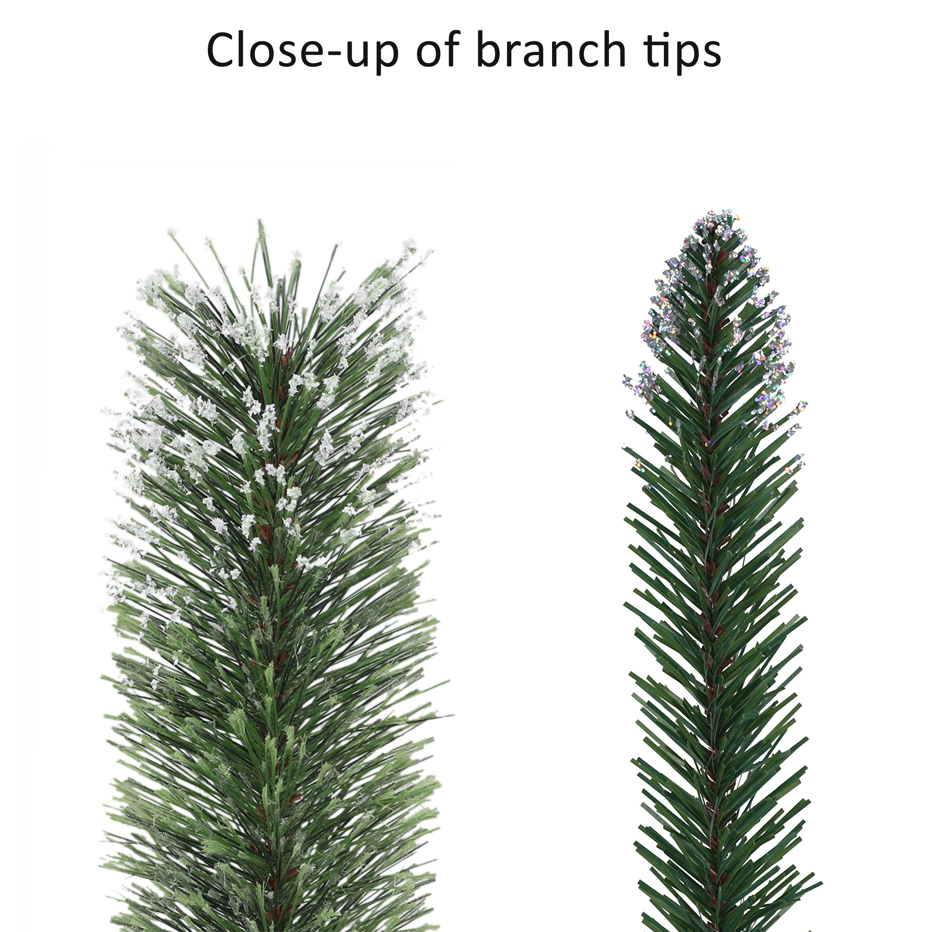 7.5ft. Pre-Lit Snowy Silverton Slim Pine Artificial Christmas Tree, Dual-Color LED Lights