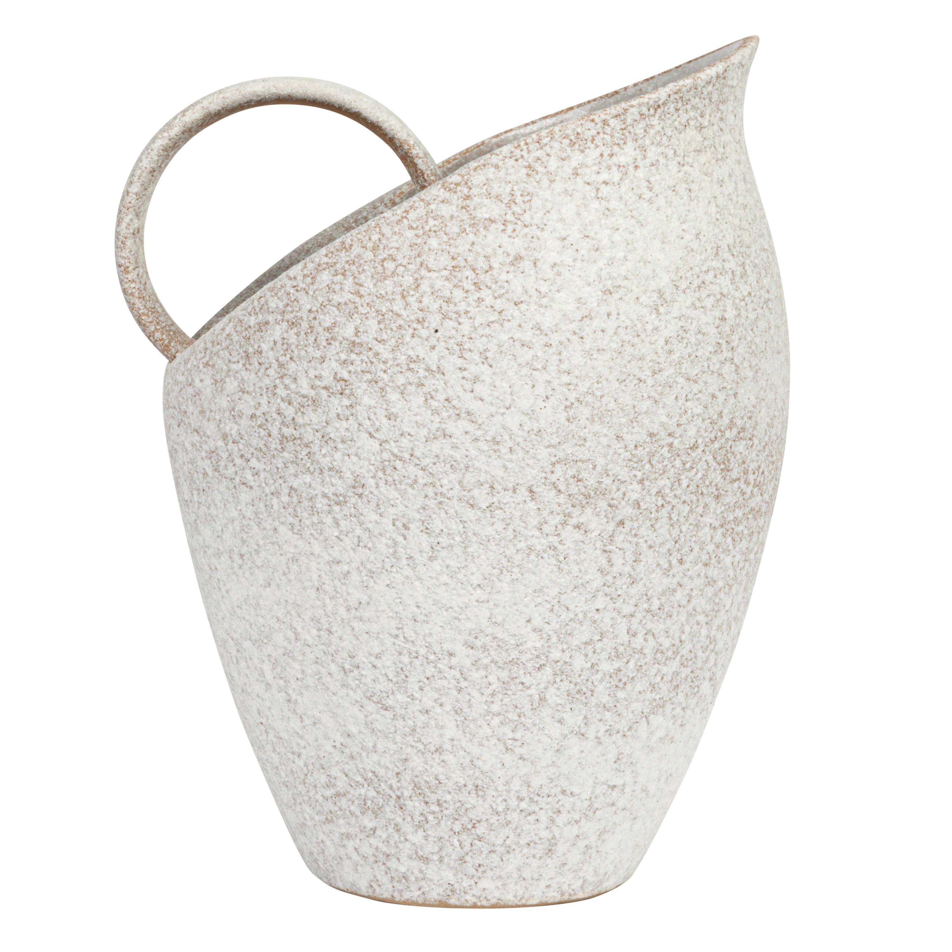 9&#x22; White Textured Stoneware Pitcher in Reactive Glaze