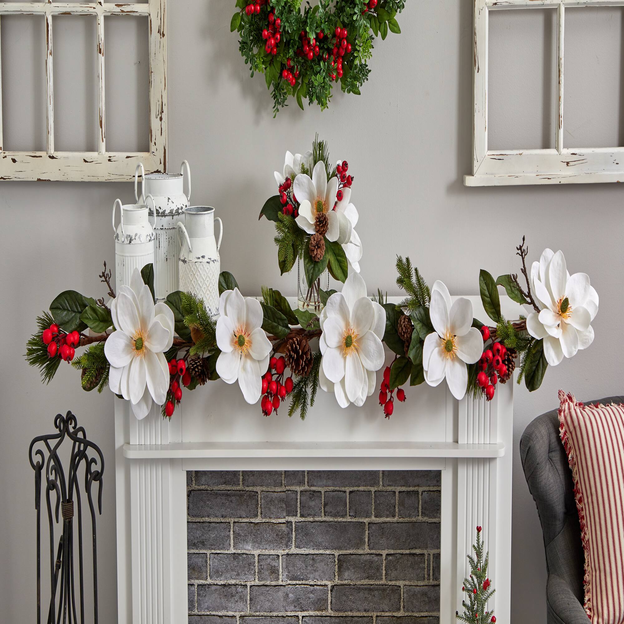 6ft. Magnolia, Pine & Berries Artificial Garland