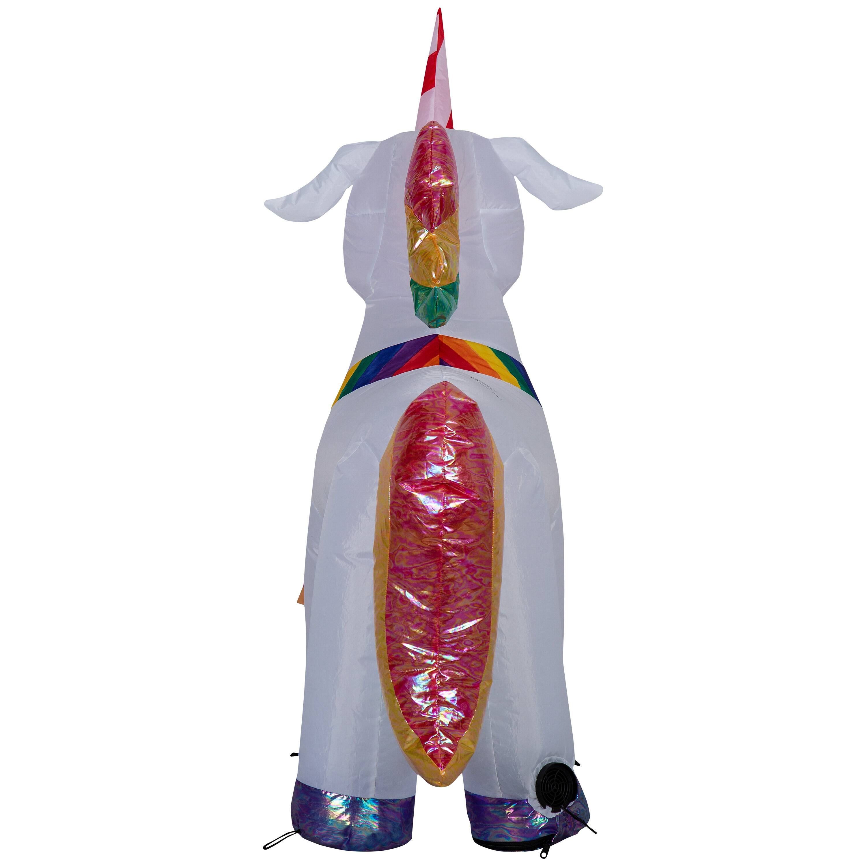 3.5ft. Airblown&#xAE; Inflatable Christmas Unicorn with Rainbow Scarf &#x26; Iridescent Accents