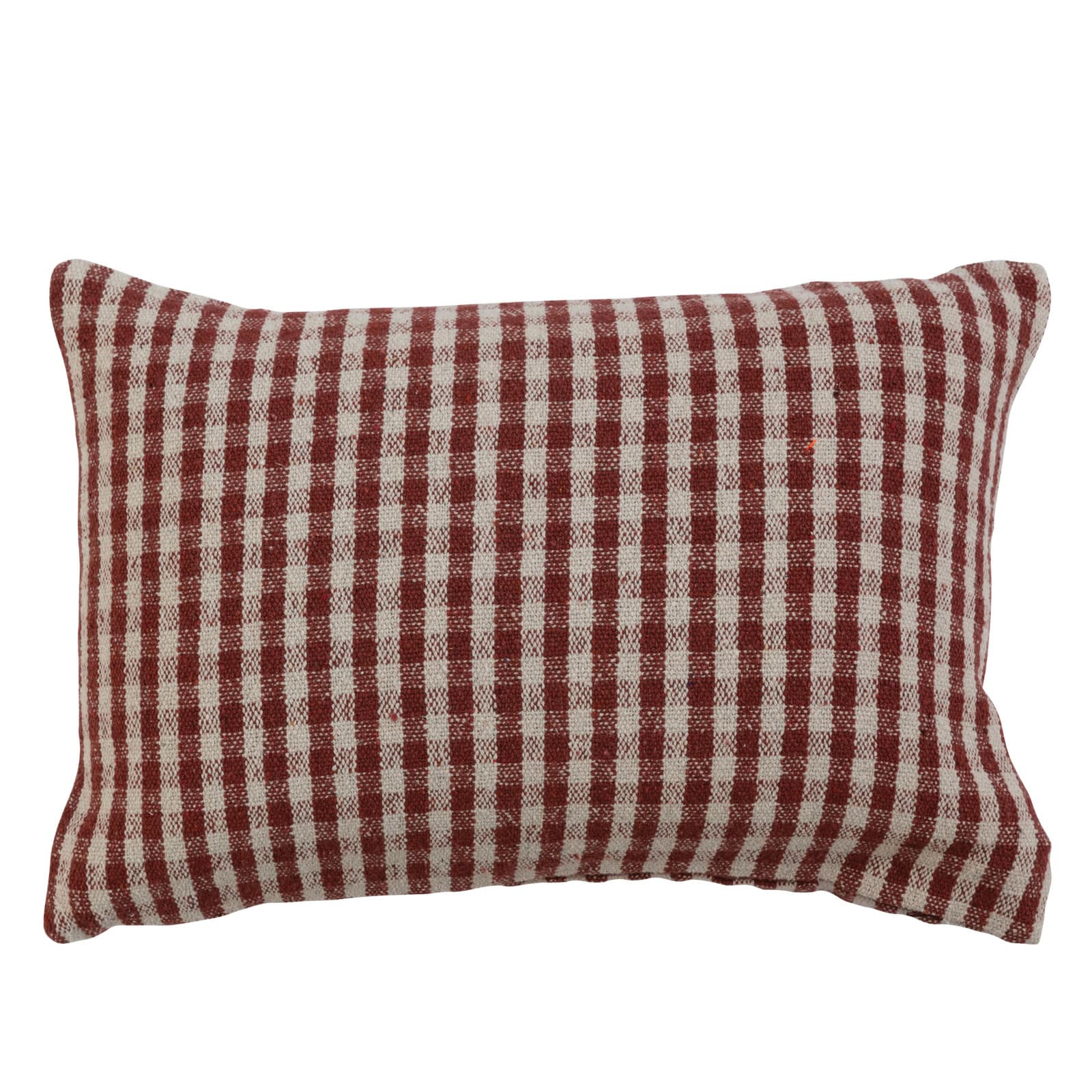 Gingham Woven Recycled Cotton Blend Lumbar Pillow Cover