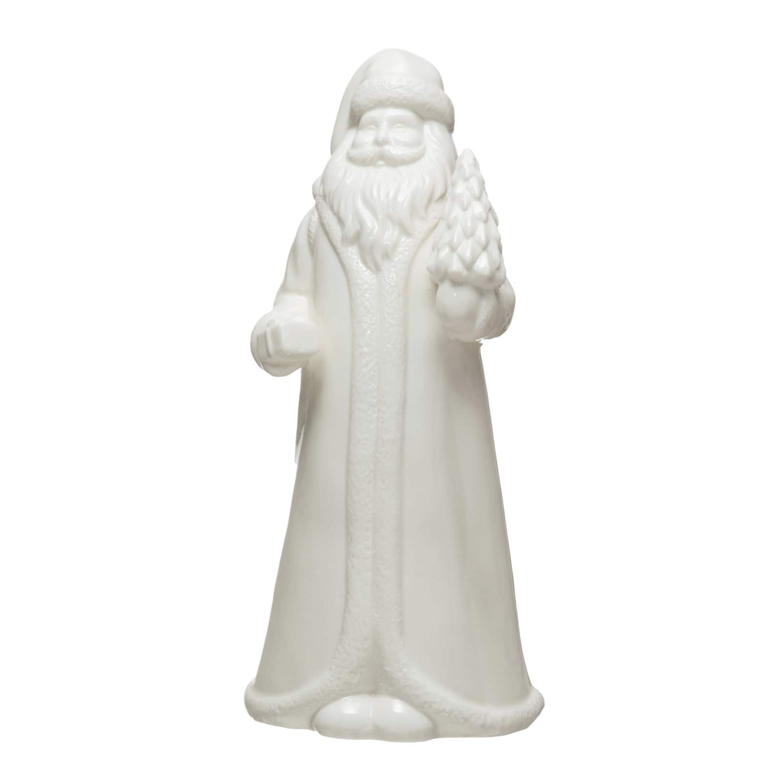 Hello Honey® 10" White Stoneware Santa Decoration
