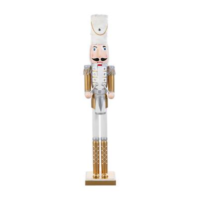 Glitzhome 35.75″H Wooden Christmas Gold Dressed Soldier Nutcracker | 6.5″ x 6″ x 35.75″ | Michaels