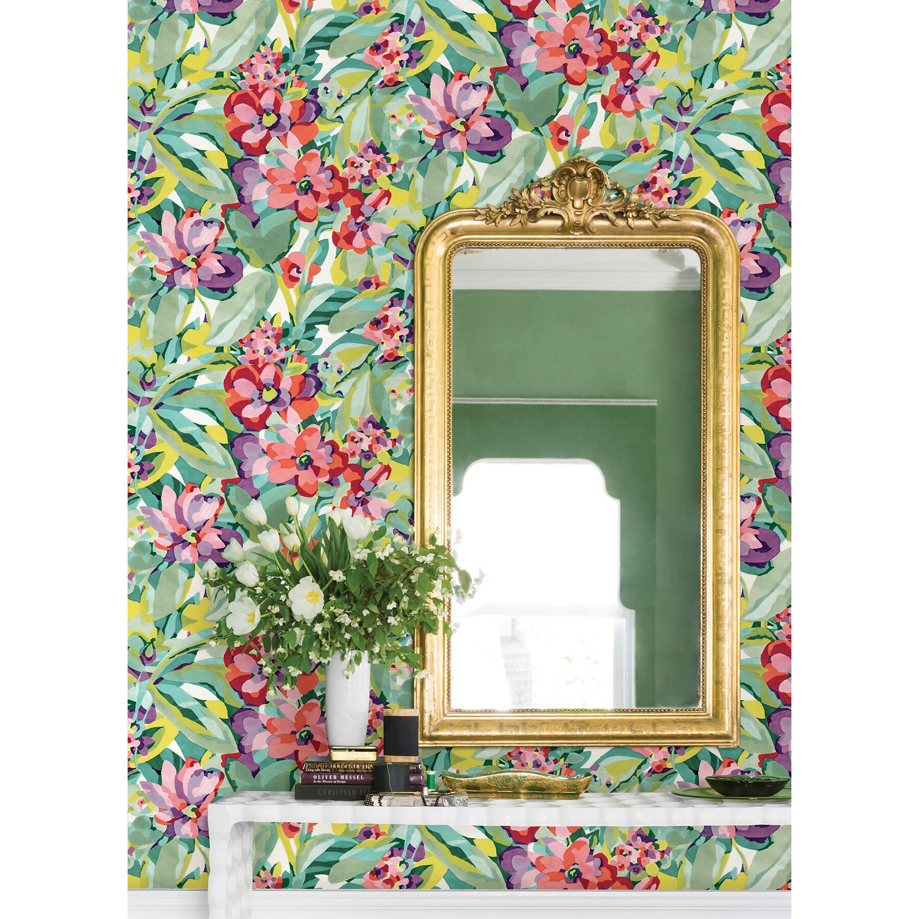 Caroline et Bettina Multicolor Belles Fleurs Peel & Stick Wallpaper