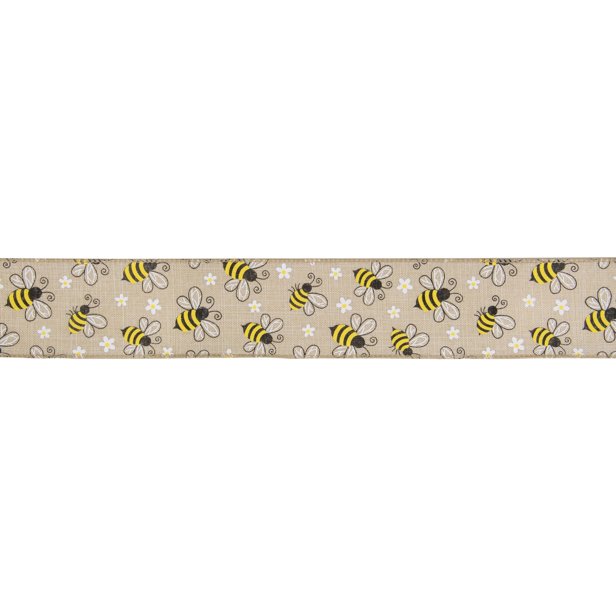 2.5&#x22; x 10yd. Burlap Bumblebee Design Wired Spring Craft Ribbon