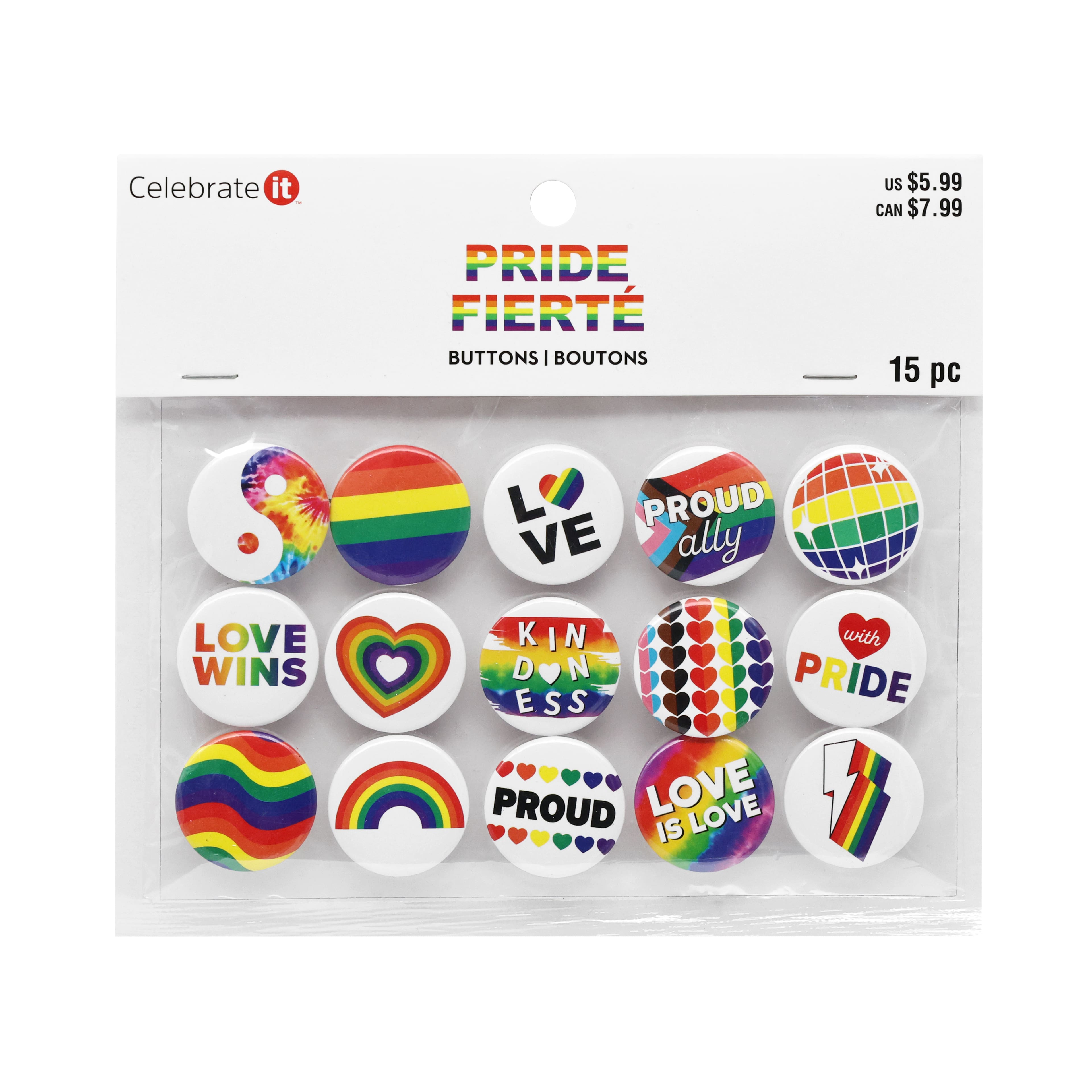 Pride Metal Buttons, 15ct. by Celebrate It&#x2122;