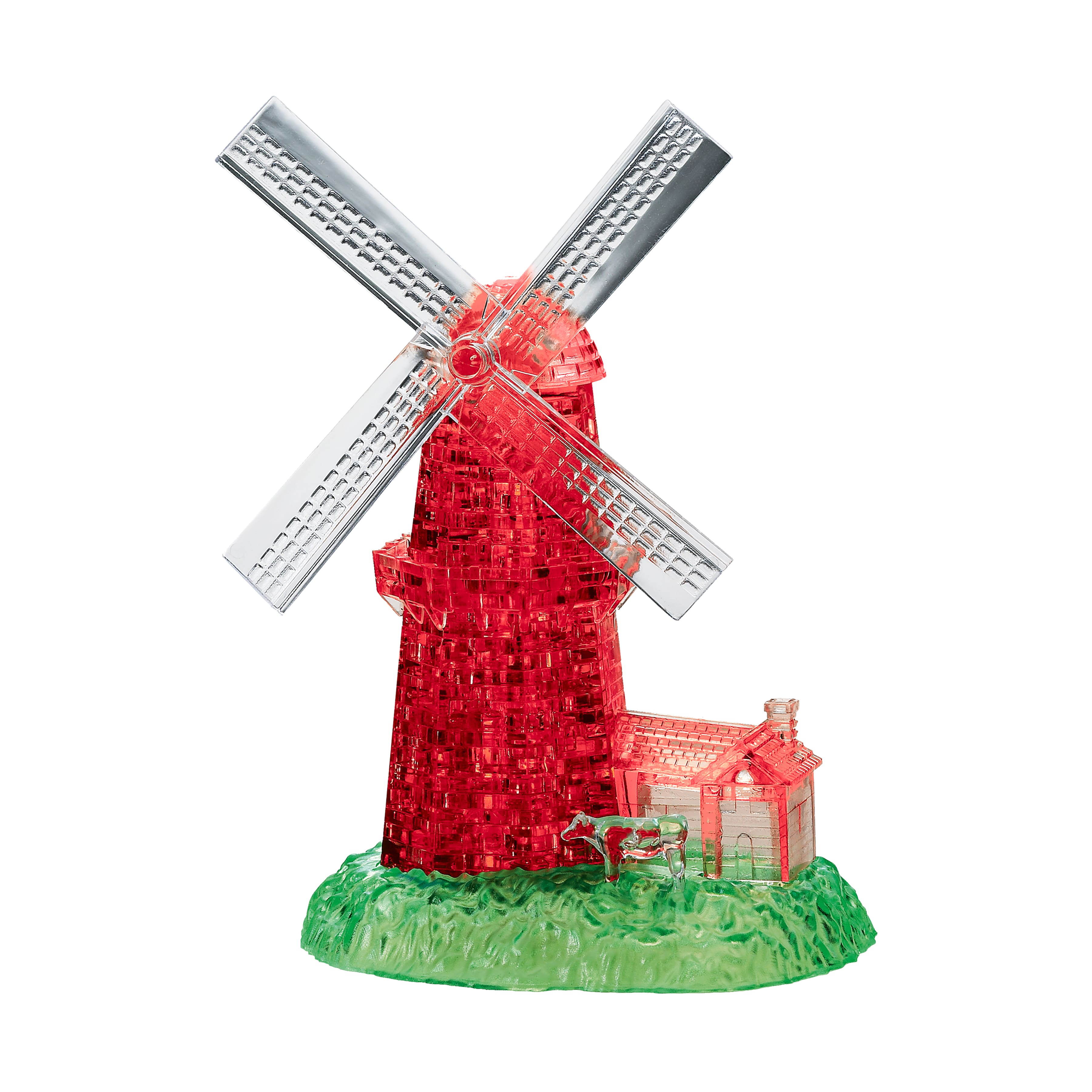 3D Crystal Puzzle - Windmill (White/Red): 64 Pcs