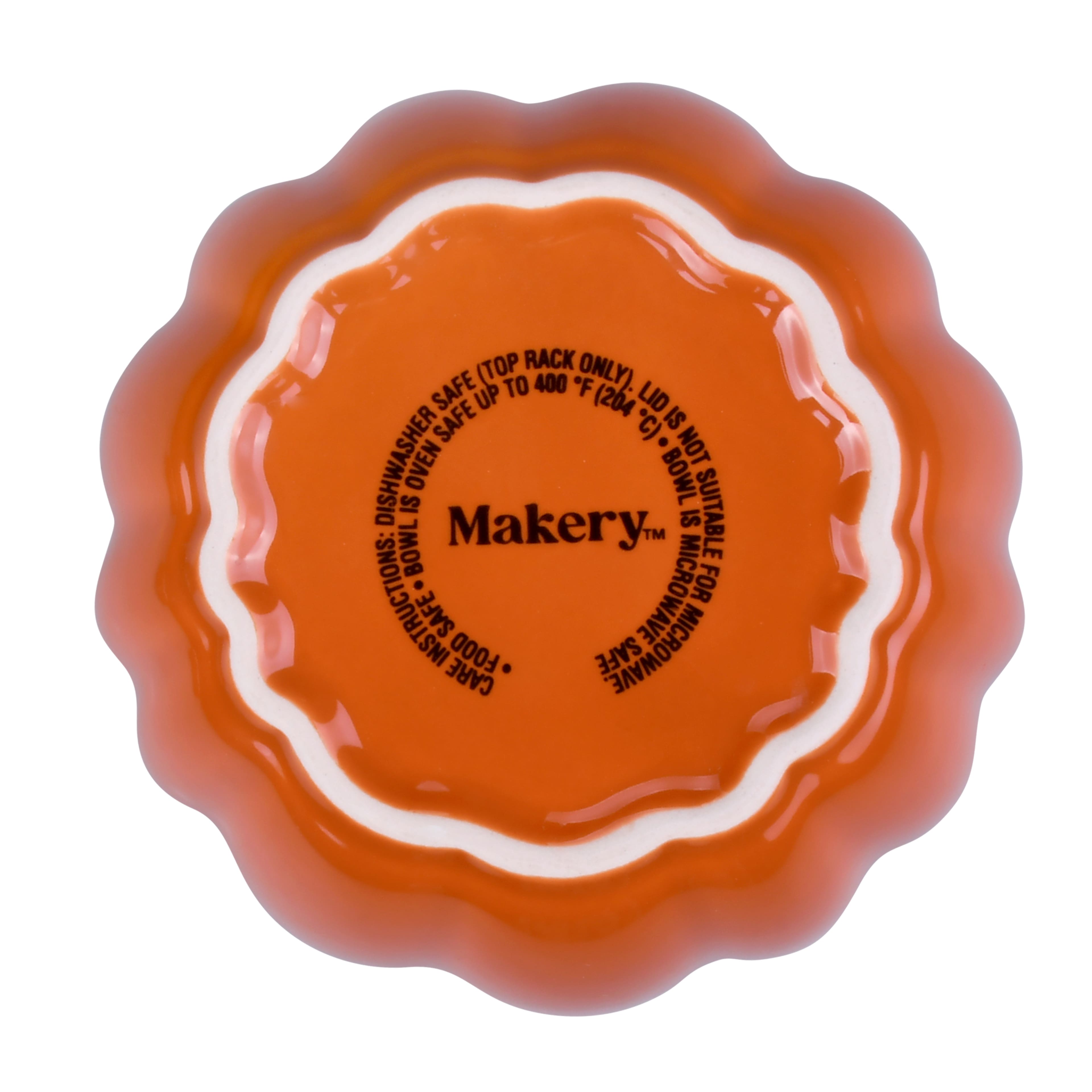 4.75&#x22; Orange Ceramic Pumpkin Cocotte by Makery&#x2122;