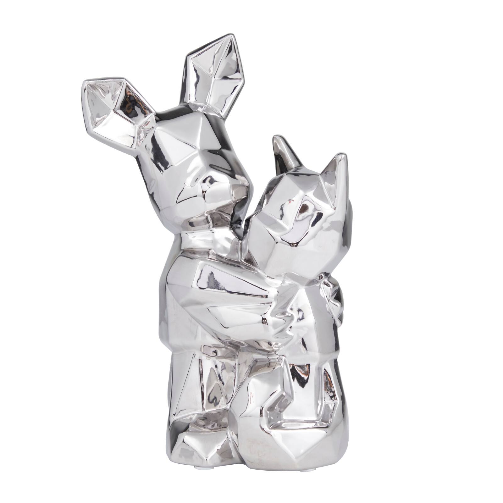 CosmoLiving by Cosmopolitan Silver Porcelain Contemporary Sculpture, 12&#x22; x 8&#x22; x 5&#x22;
