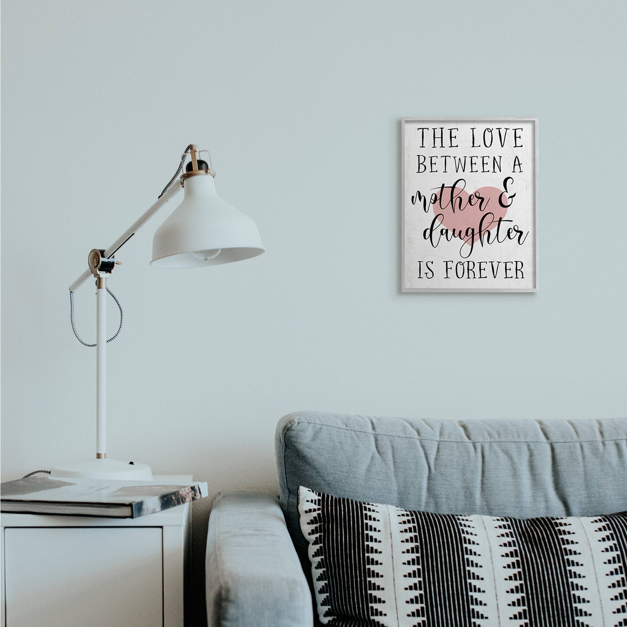 Stupell Industries Love Between Mother & Daughter Gray Framed Wall Art