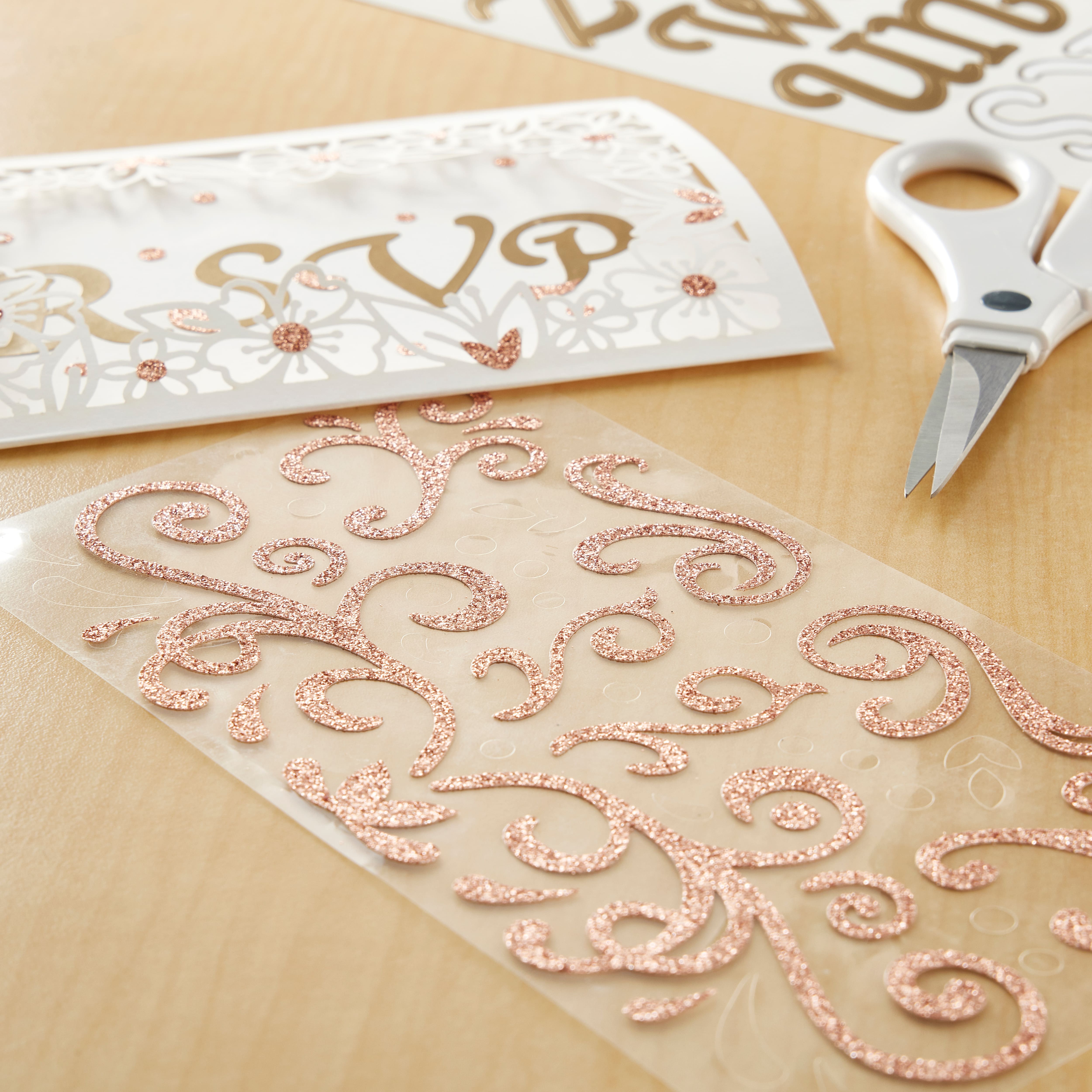 12 Pack: Rose Gold Glitter Swirl Stickers by Recollections&#x2122;