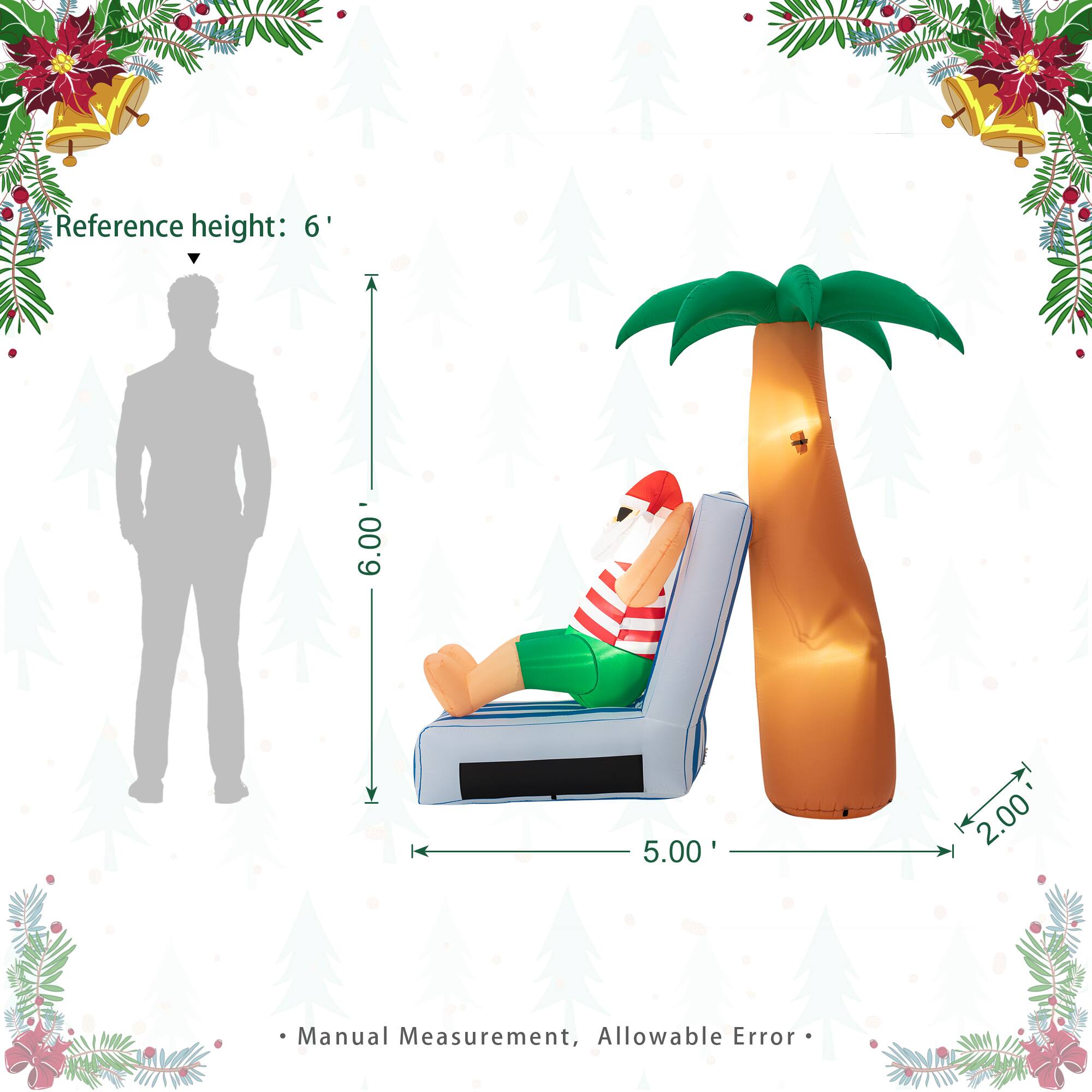 Glitzhome&#xAE; 6ft. LED Lighted Santa Under Coconut Tree Inflatable D&#xE9;cor
