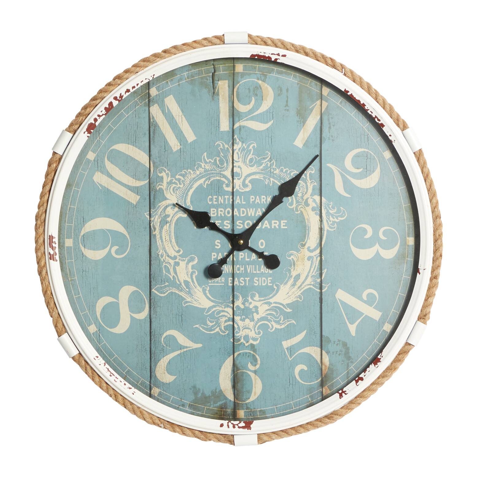 Turquoise Coastal Metal Wall Clock