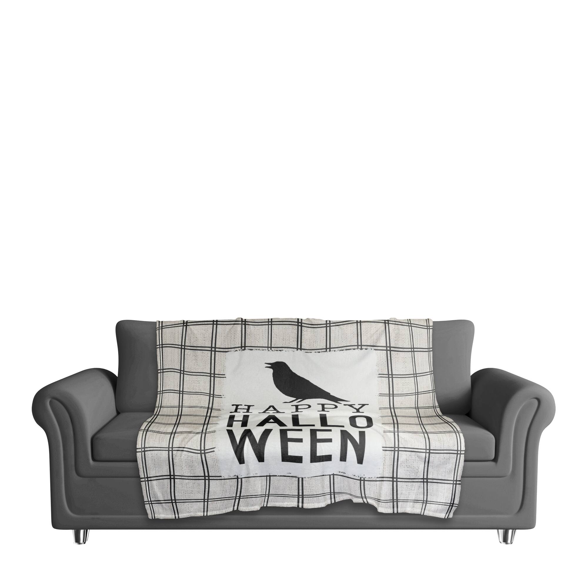 Happy Halloween Crow Fleece Blanket