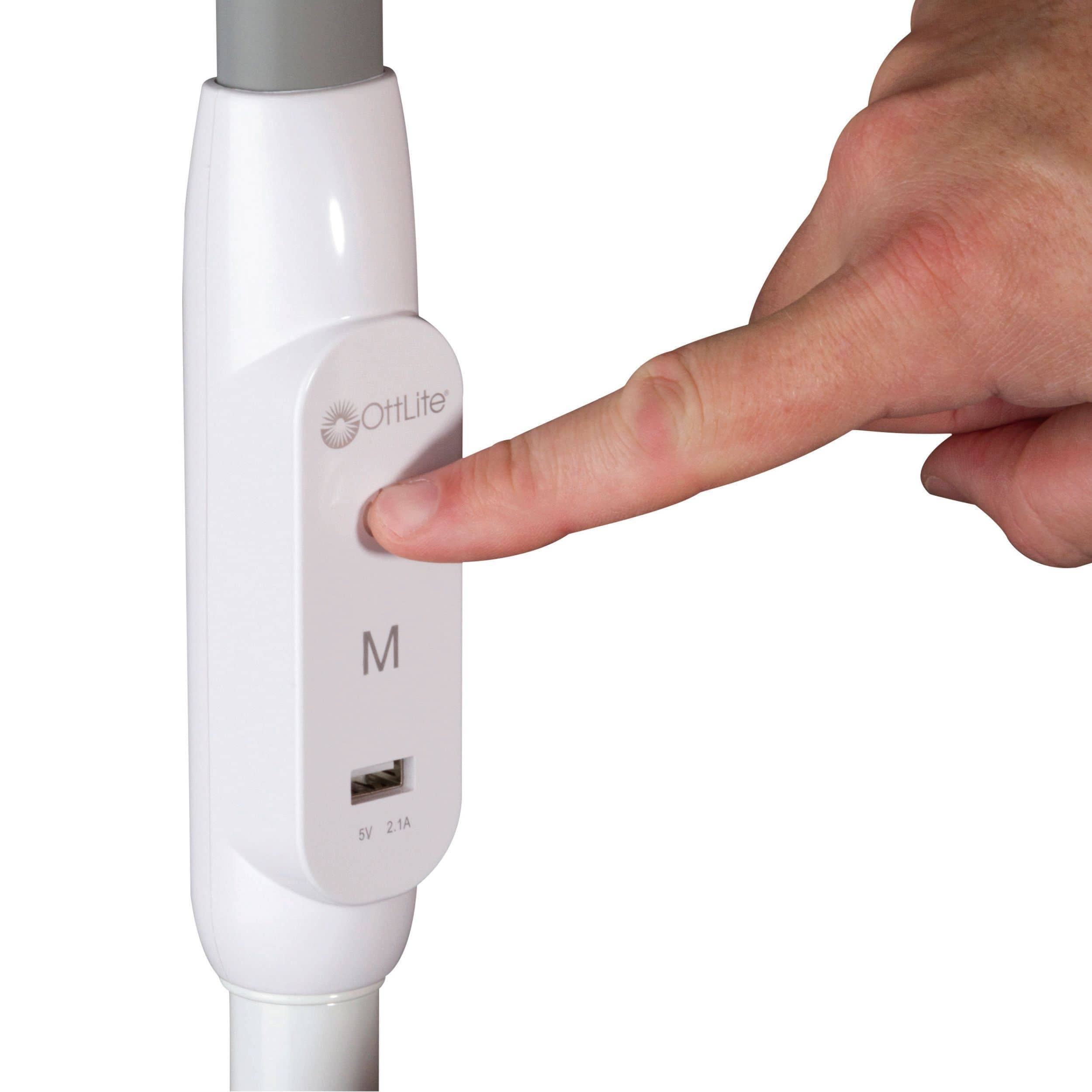 OttLite 64" White LED Floor Lamp with USB and Tablet Stand