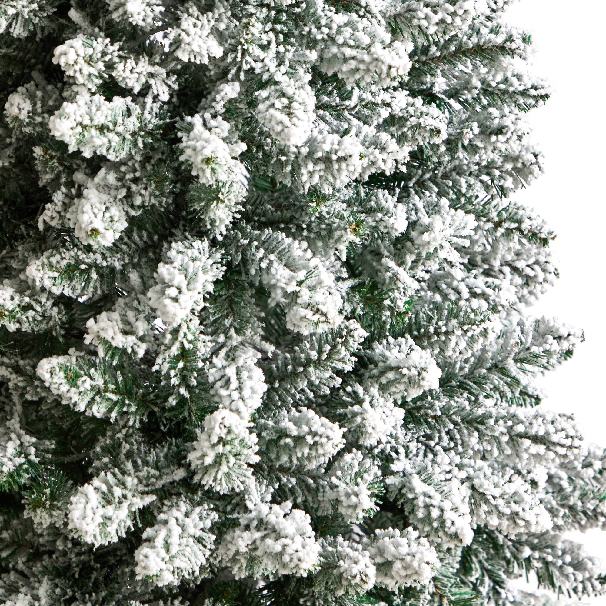 5ft. Pre-Lit Flocked Montreal Fir Artificial Christmas Tree, Warm White LED Lights