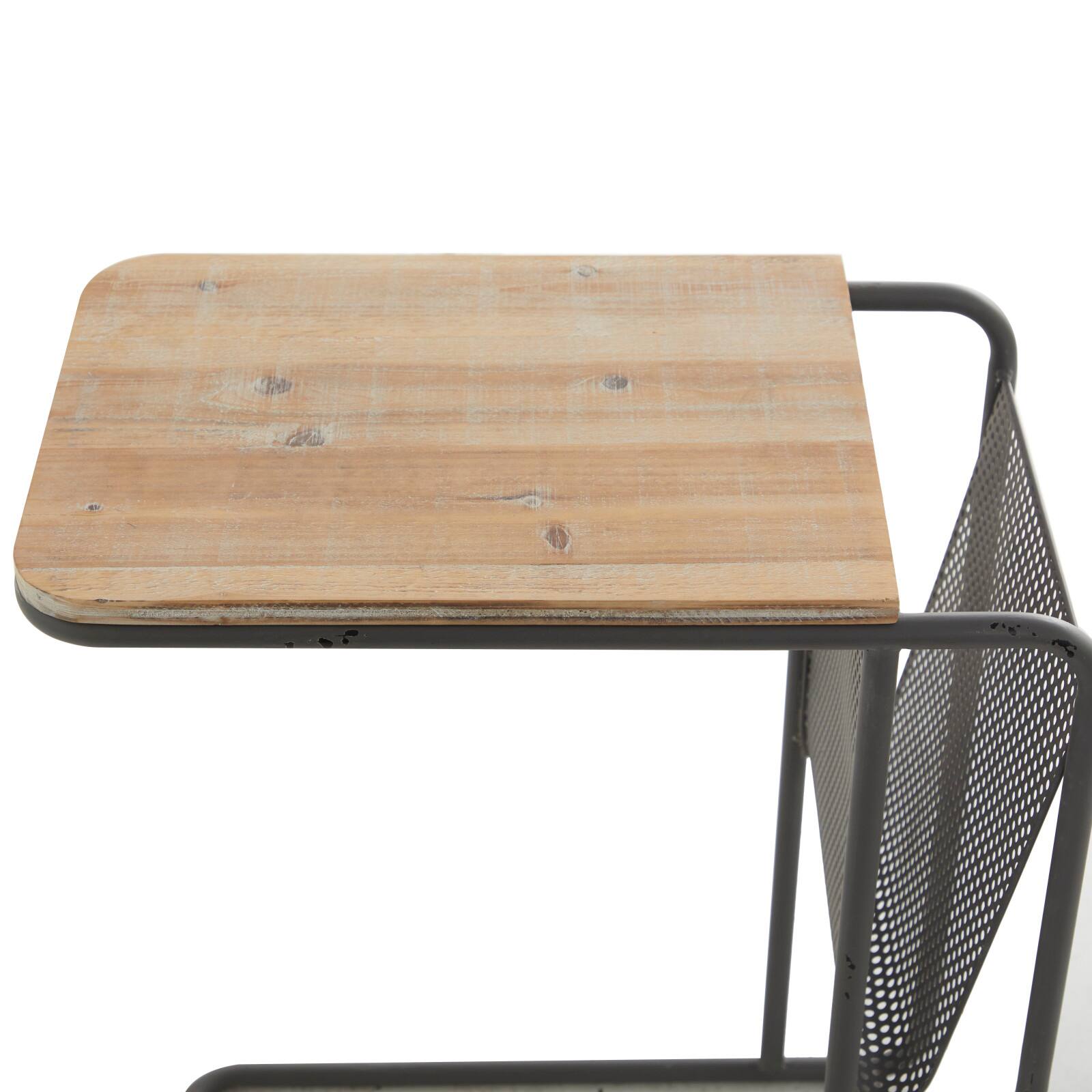 Black Metal Industrial Accent Table 25" x 20" x 12"