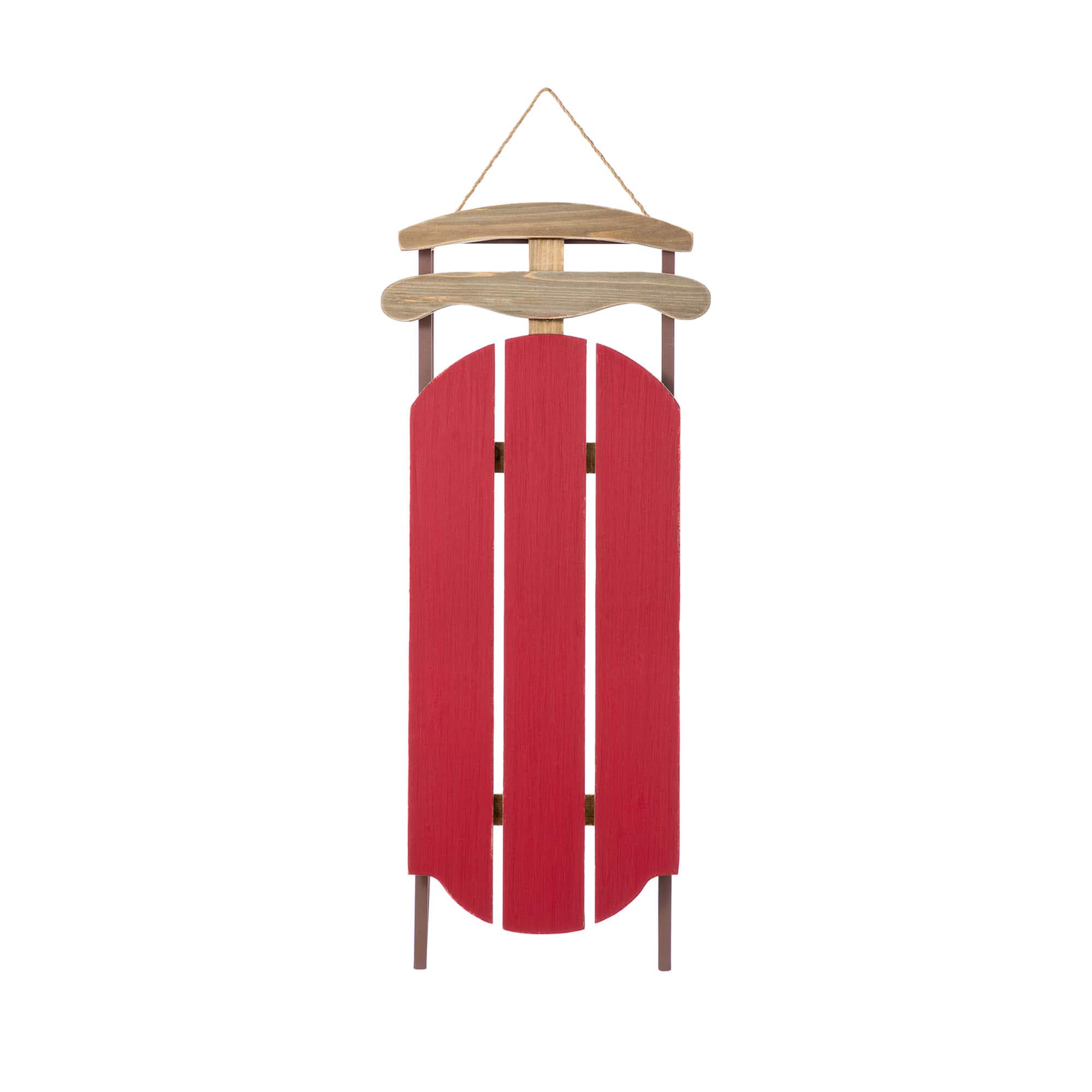 Glitzhome&#xAE; 34.25&#x22;&#xA0;Wooden Christmas Red Sleigh Porch Decor