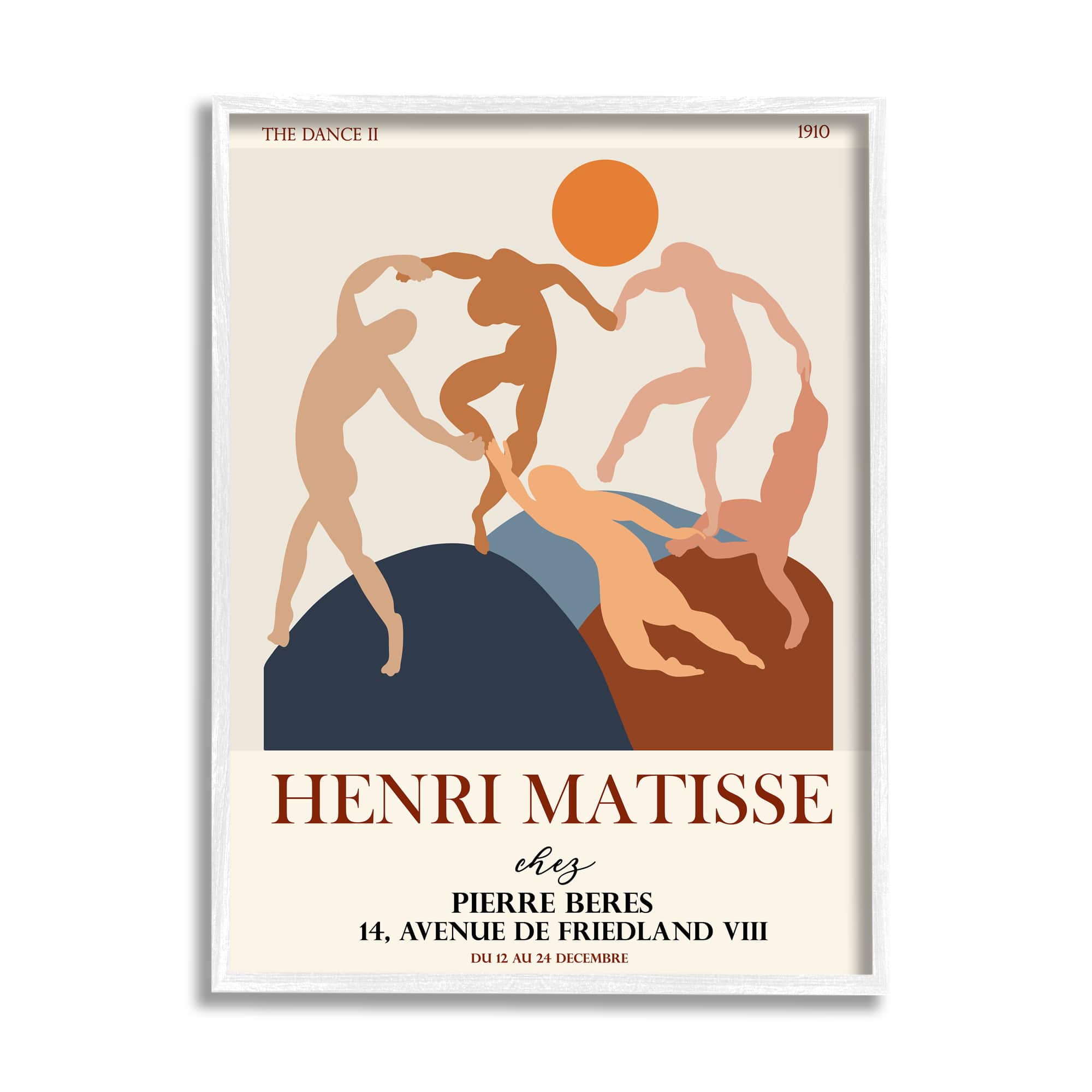 Stupell Industries Matisse Dancing Circle Terracotta Abstract Layered Shapes in White Frame Wall Art