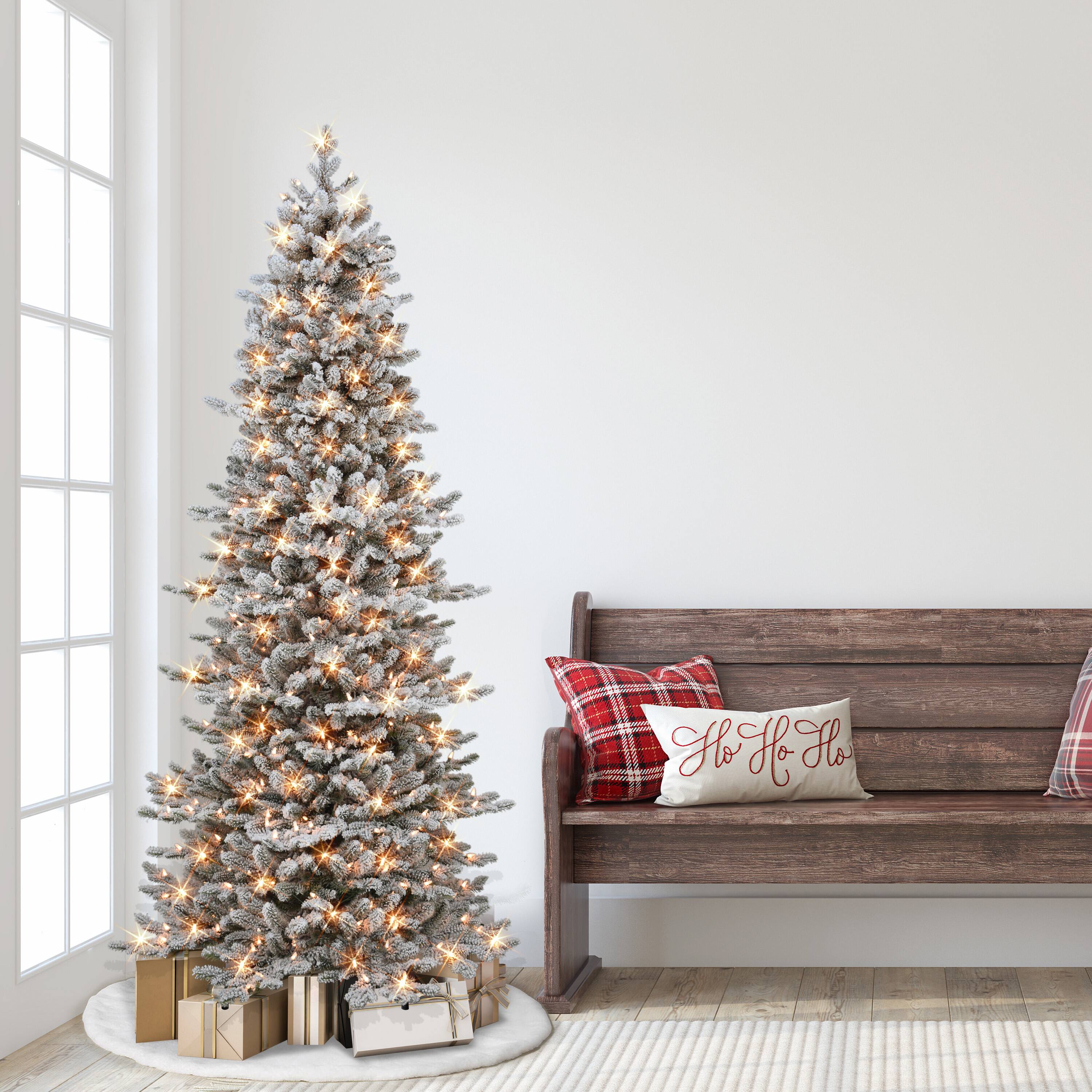 6.5ft. Pre-Lit Flocked Royal Majestic Douglas Fir Artificial Christmas Tree, Clear Lights