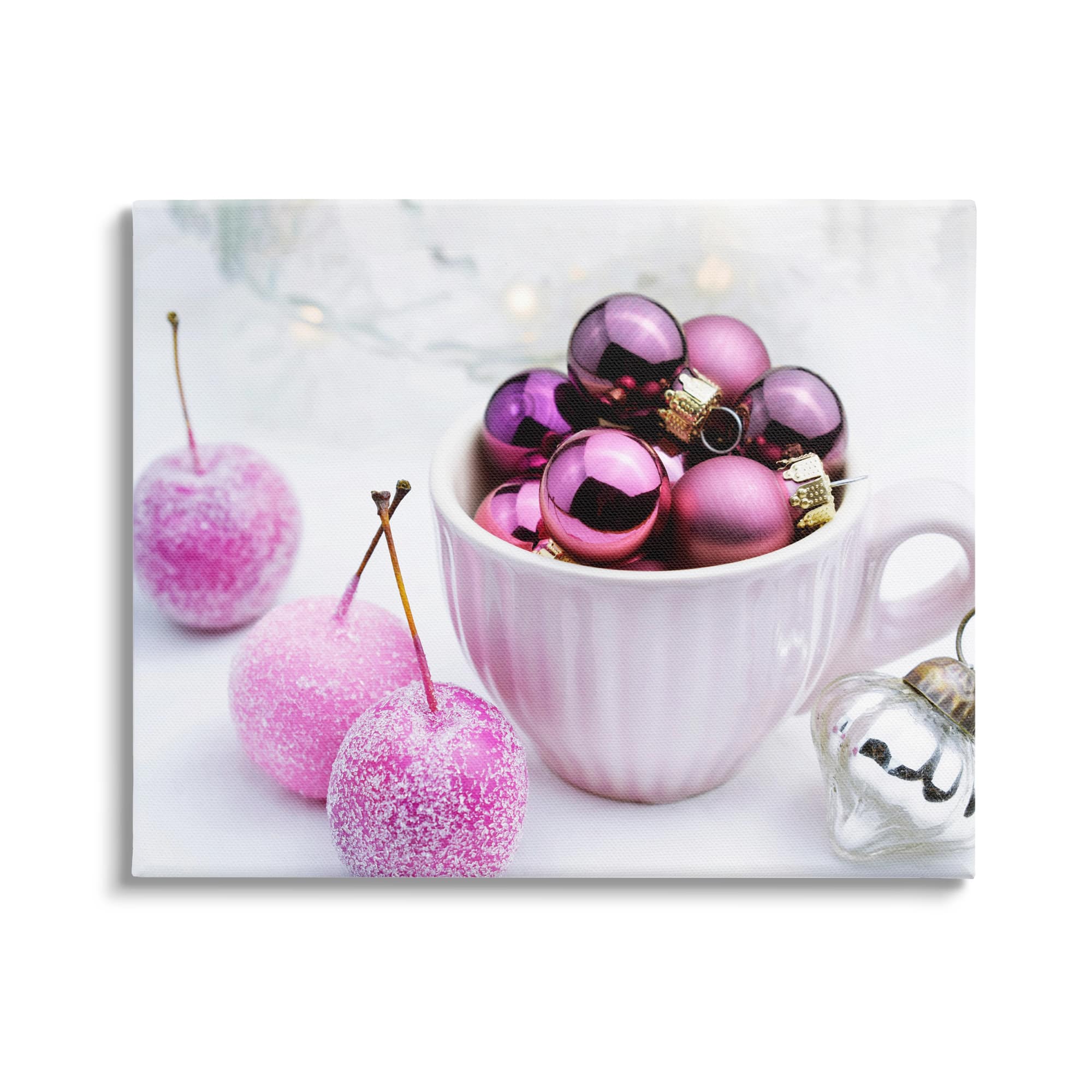 Stupell Industries Glimmering Pink Christmas Ornaments Canvas Wall Art