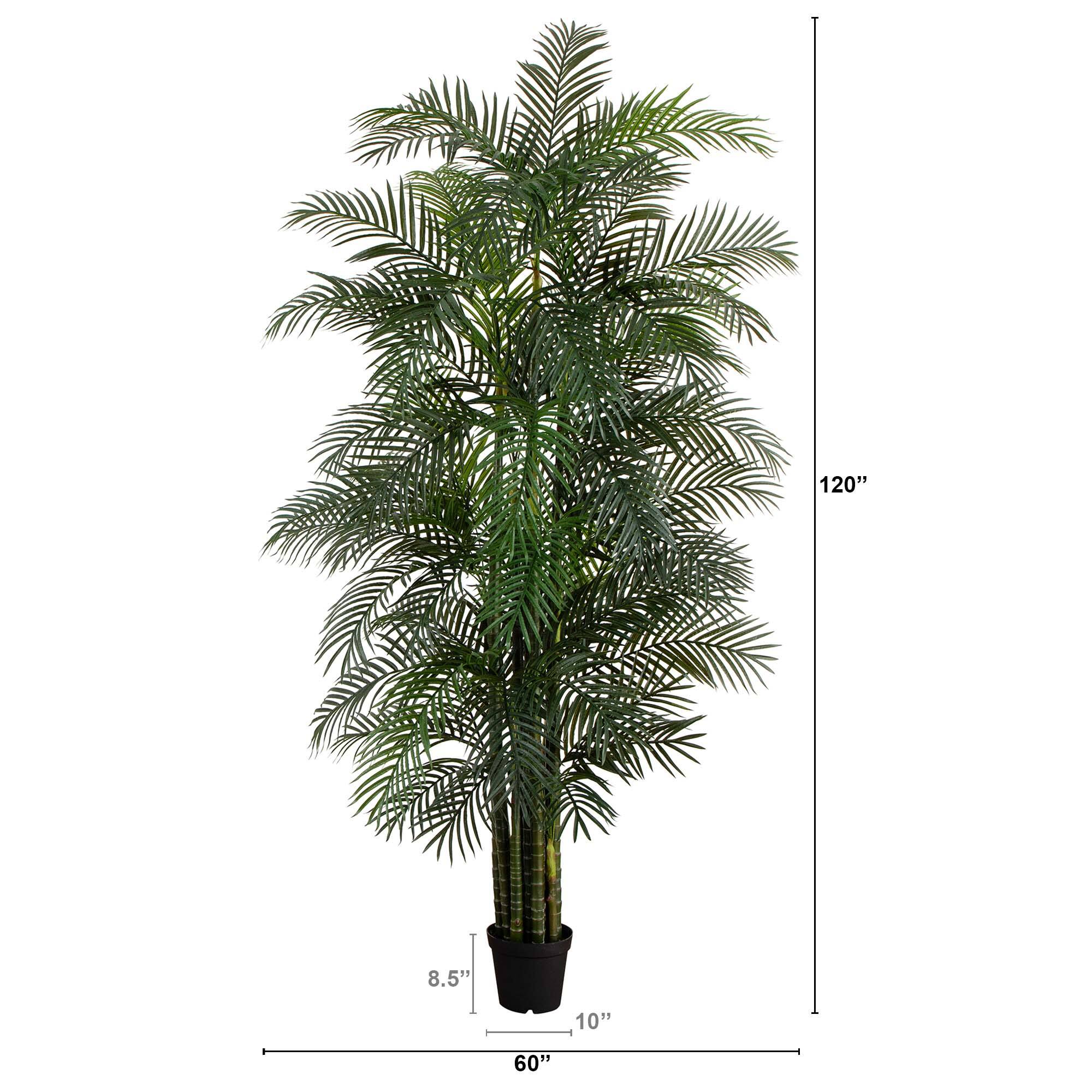 10ft. Potted Green UV Resistant Artificial Areca Palm Tree