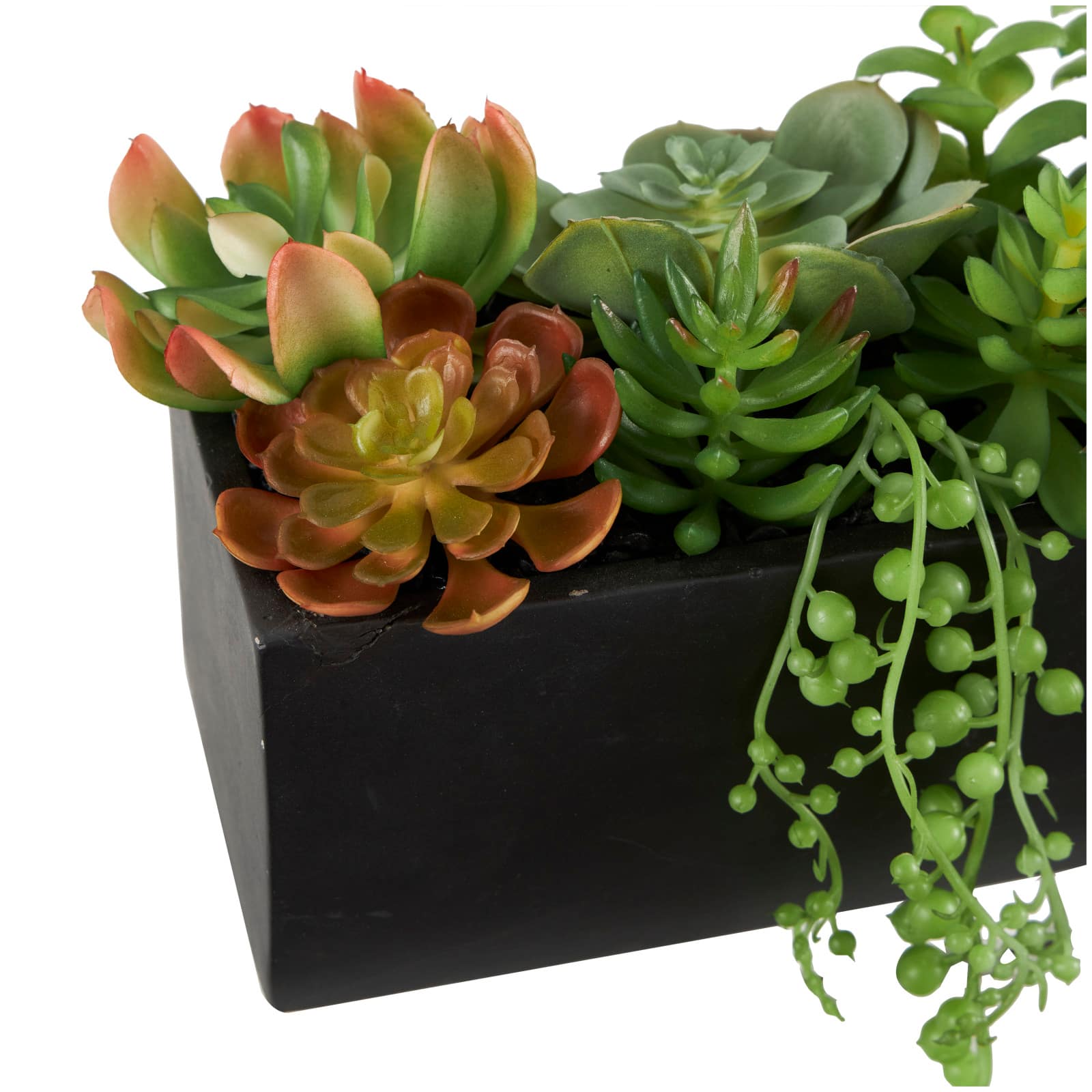 13" Green Faux Foliage in Black Planter