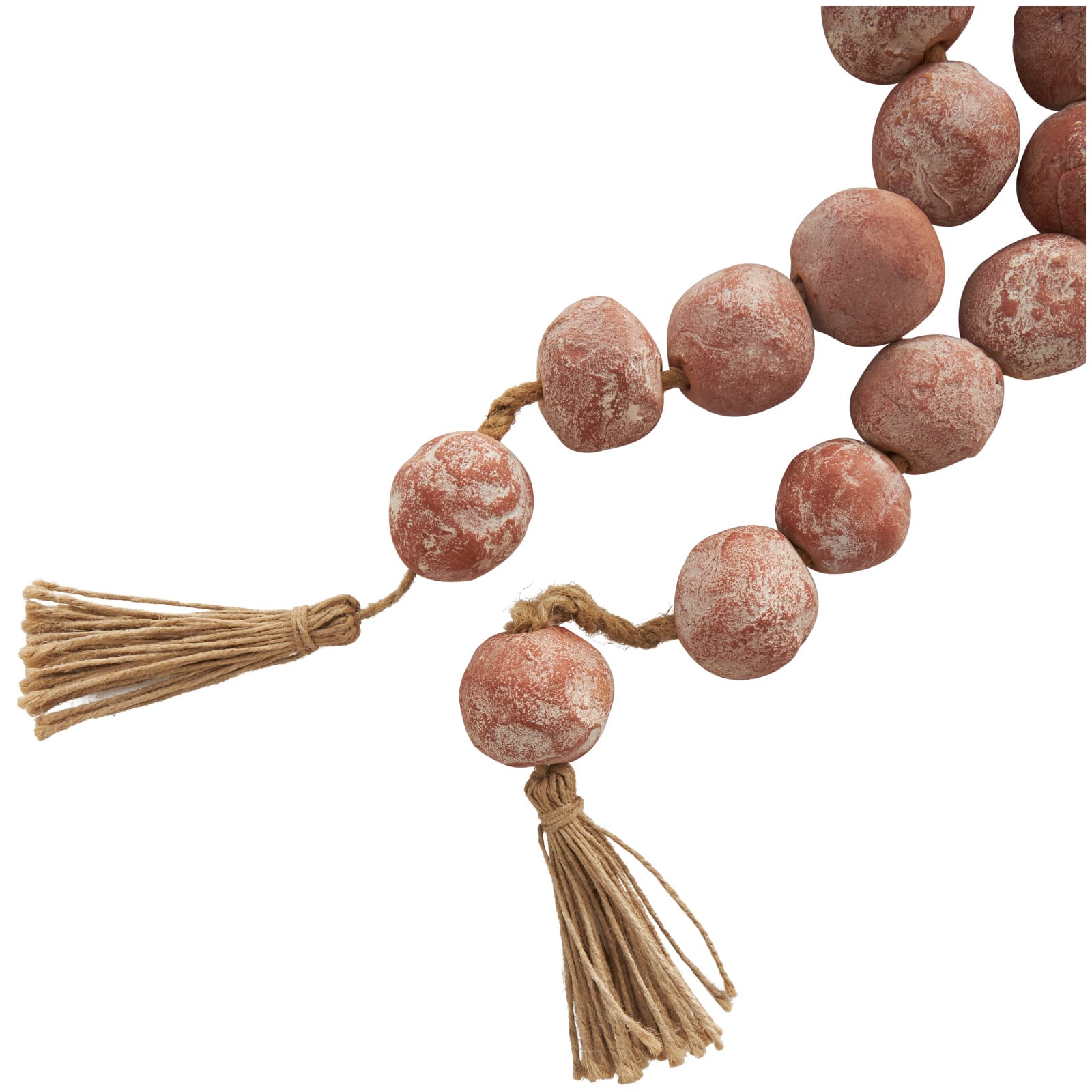 5ft. Paper Mache Round Distressed Beaded Garland with Tassel