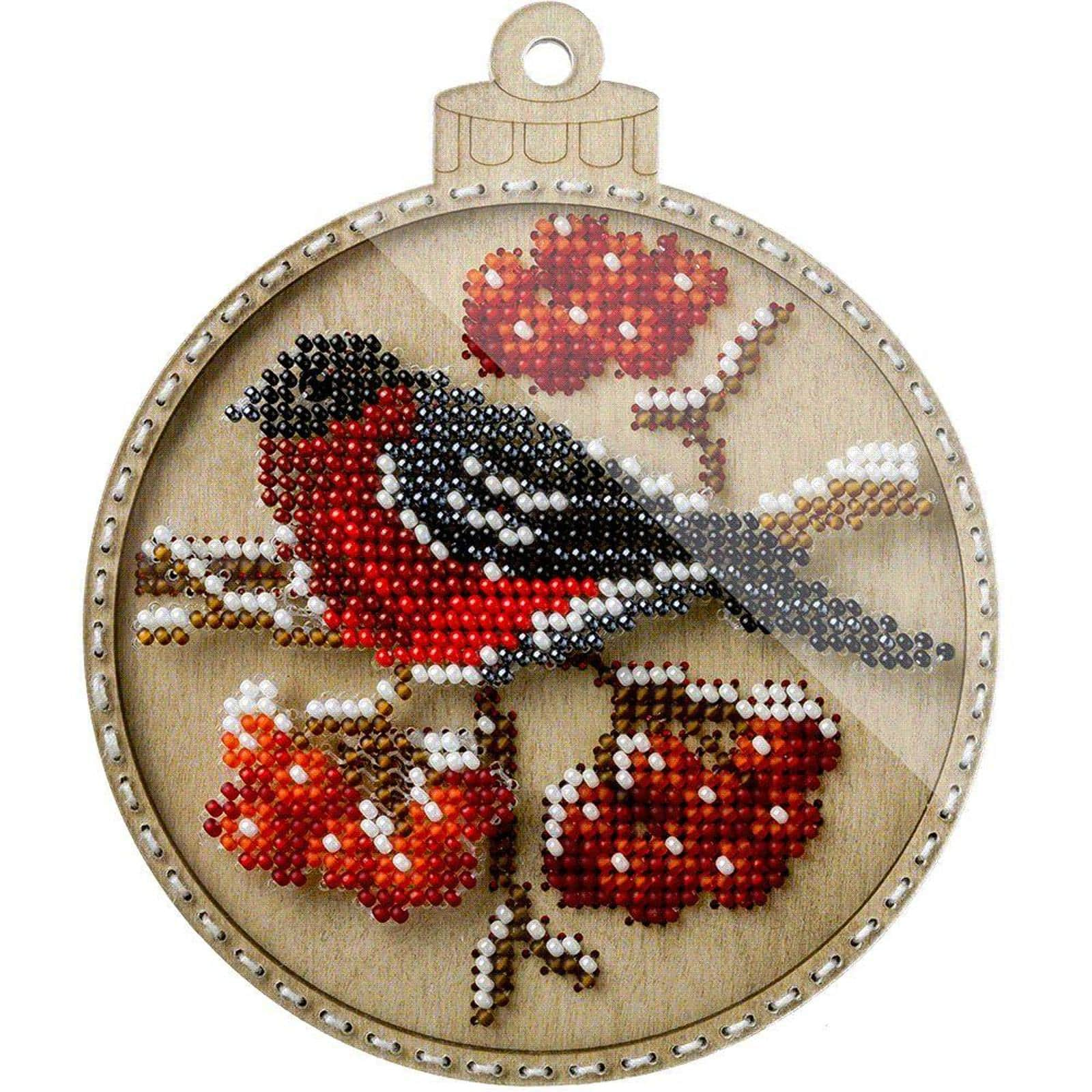 Wonderland Crafts Robin Bead Embroidery on Wood Ornament Kit