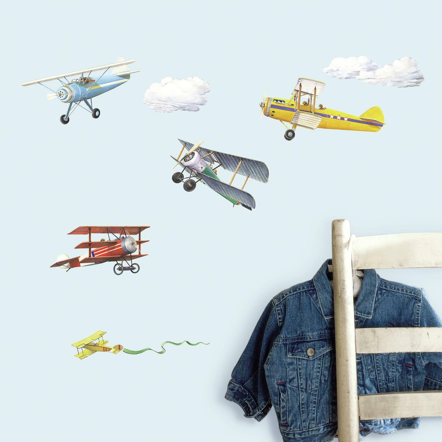 RoomMates Vintage Planes Peel &#x26; Stick Wall Decals