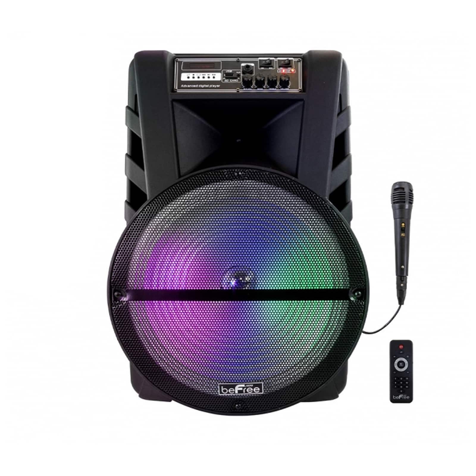 beFree Sound 15&#x22; Bluetooth Portable Rechargeable Party Speaker With LED Lights