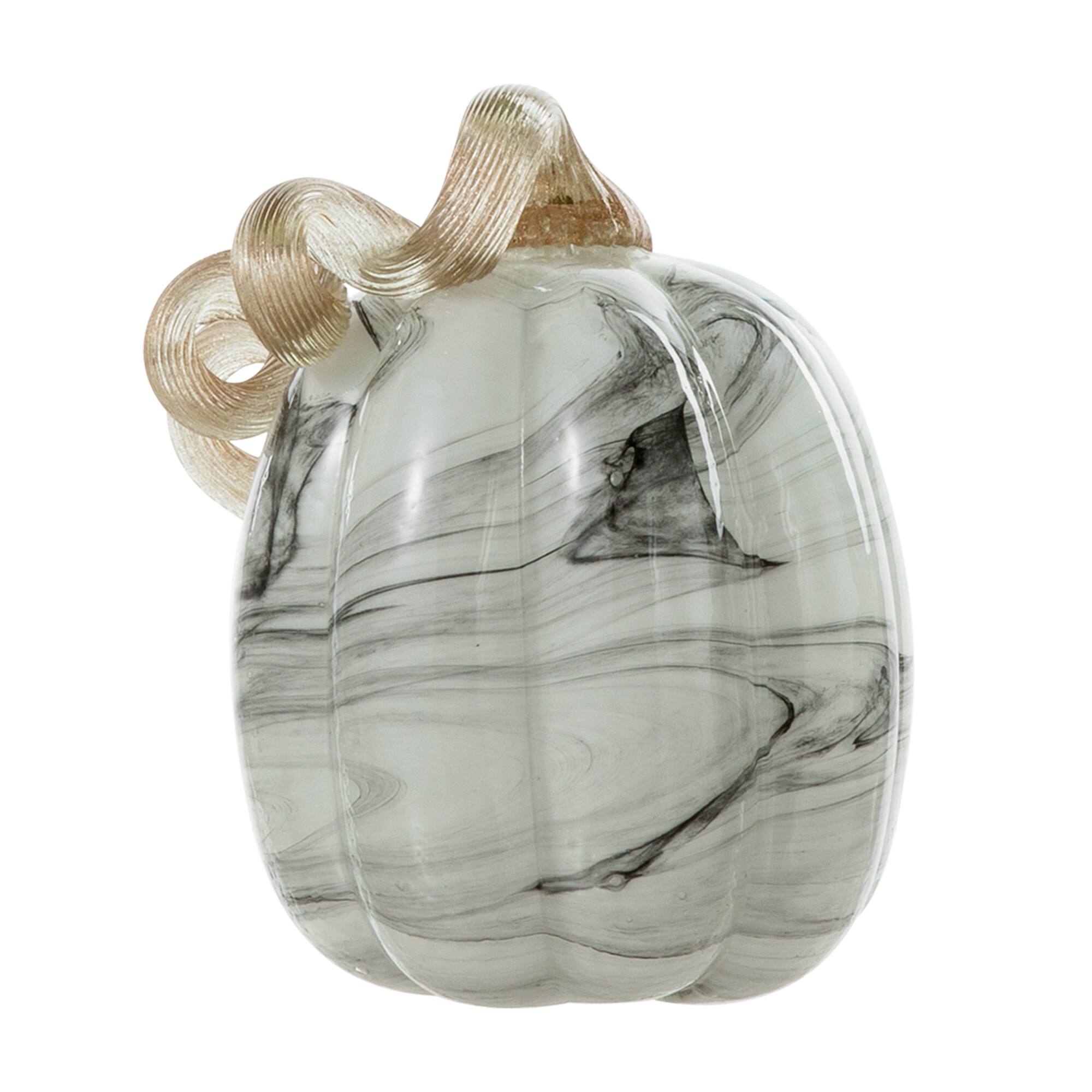 Glitzhome® Marble Tall Marble Glass Pumpkin, Gray