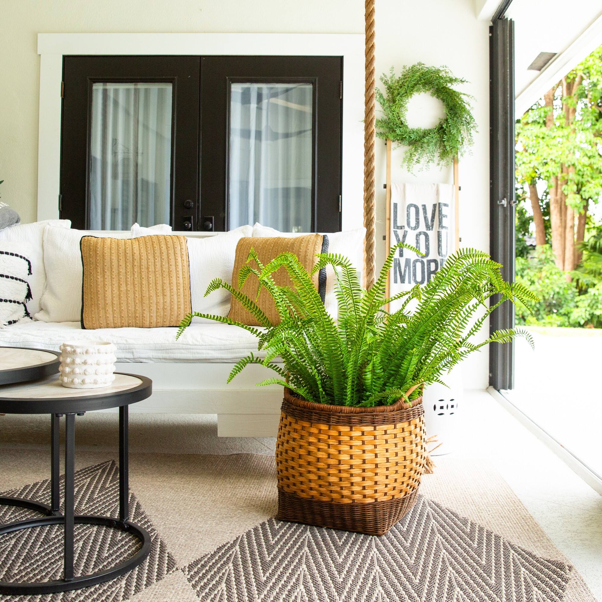 3ft. UV Resistant Artificial Boston Fern Plant with Real Touch Leaves (Indoor/Outdoor)