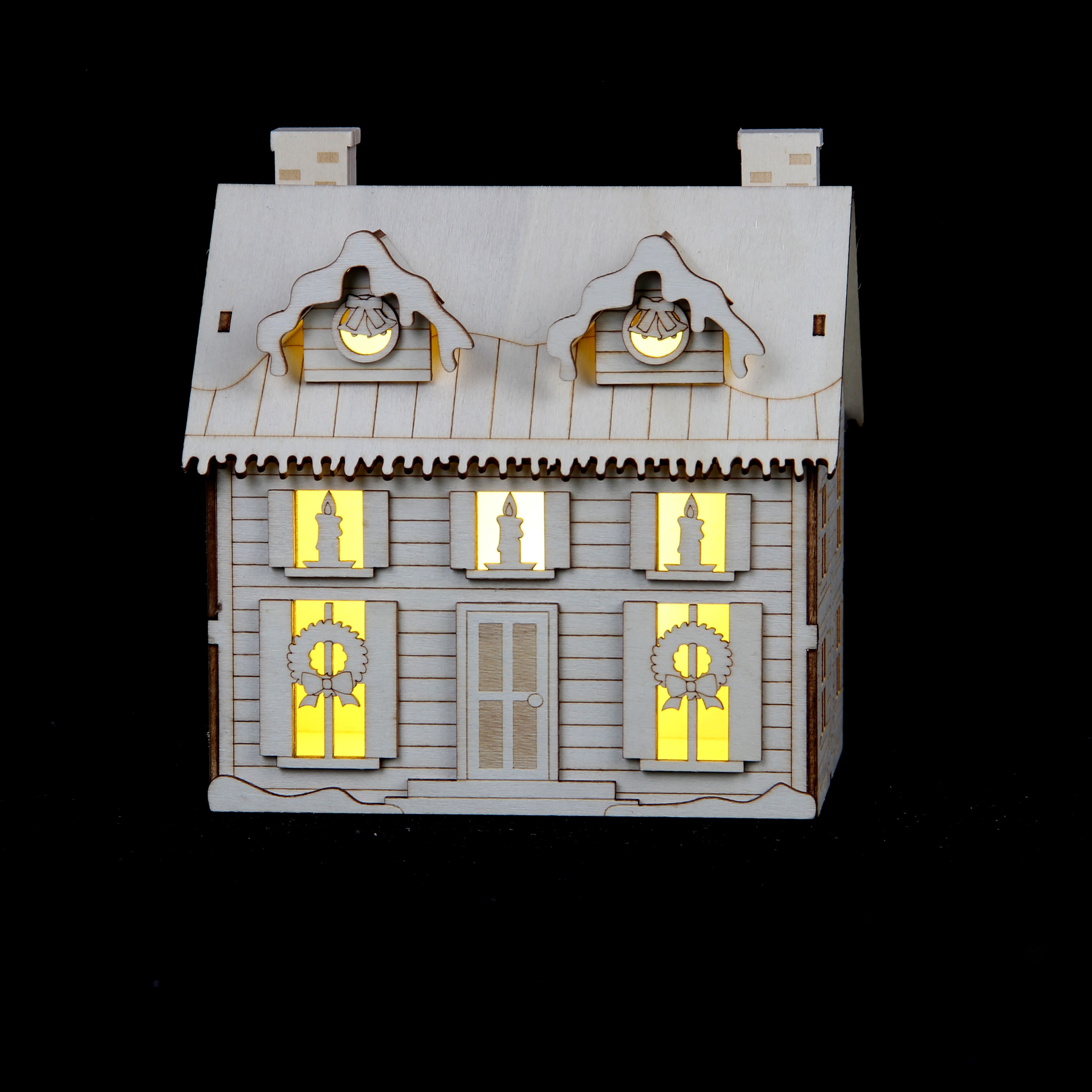 6.25&#x22; Unfinished Country House DIY LED Wood D&#xE9;cor by Make Market&#xAE;