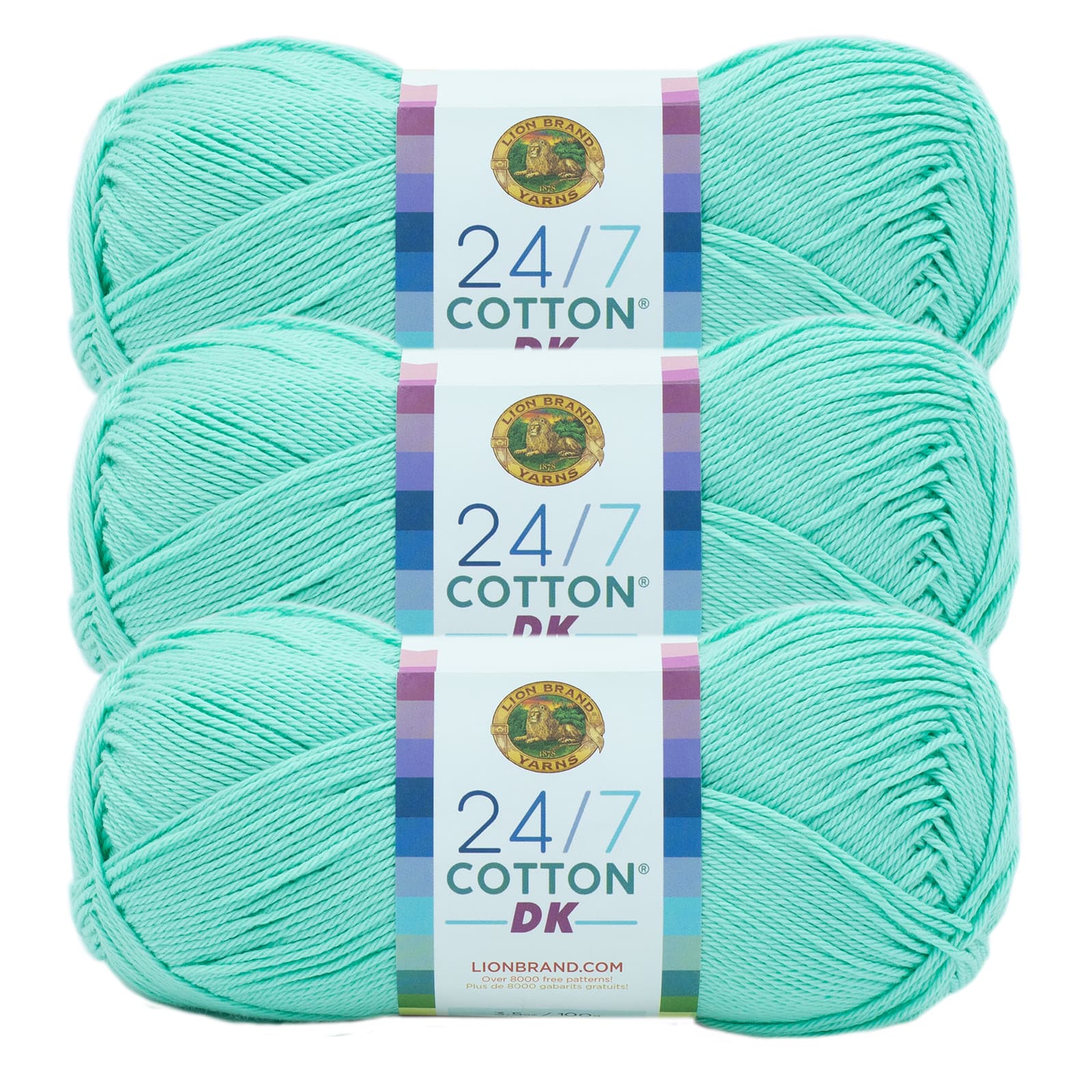 3 ct Lion Brand 24/7 Cotton Dk Yarn in Fresh Mint | 3.5 | Michaels