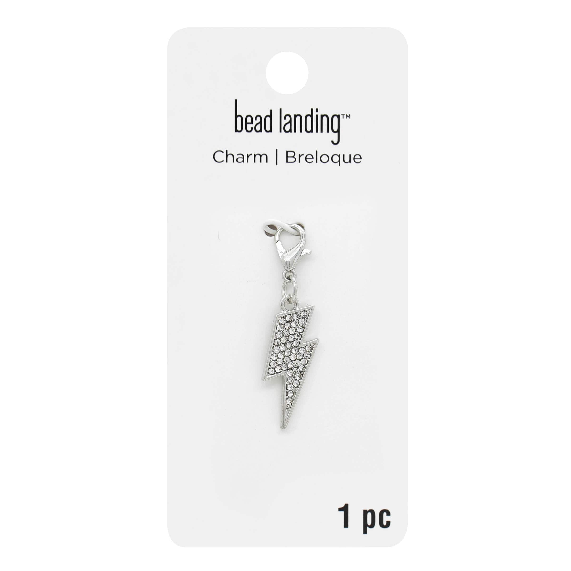 Silver Bling Lightning Bolt Charm by Bead Landing&#x2122;