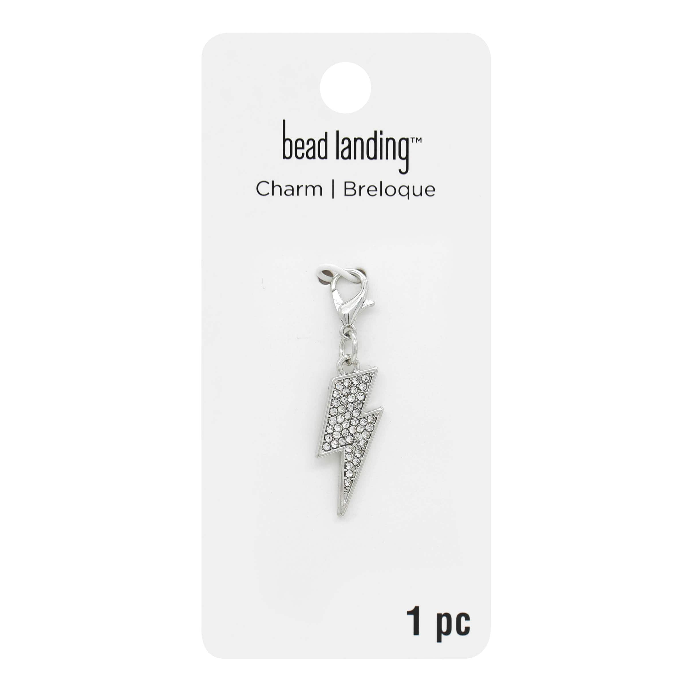 12 Pack: Silver Bling Lightning Bolt Charm by Bead Landing&#x2122;