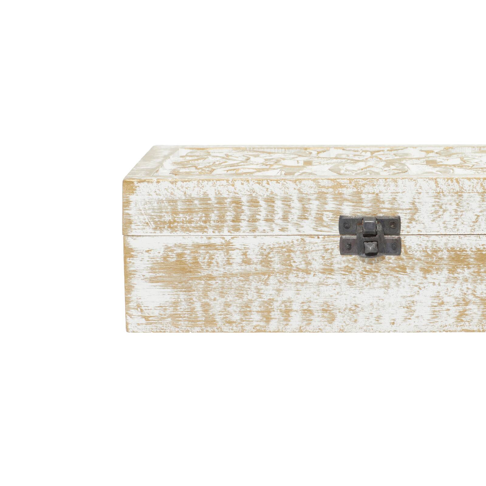 Distressed White Wooden Filigree Decorative Box Set