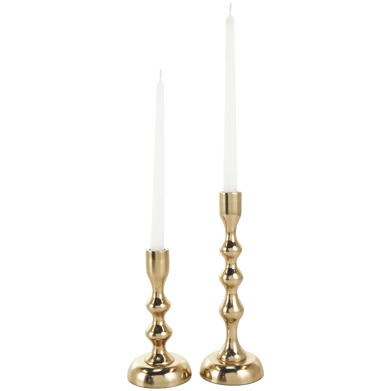 Contemporary Aluminum Taper Candle Holder Set