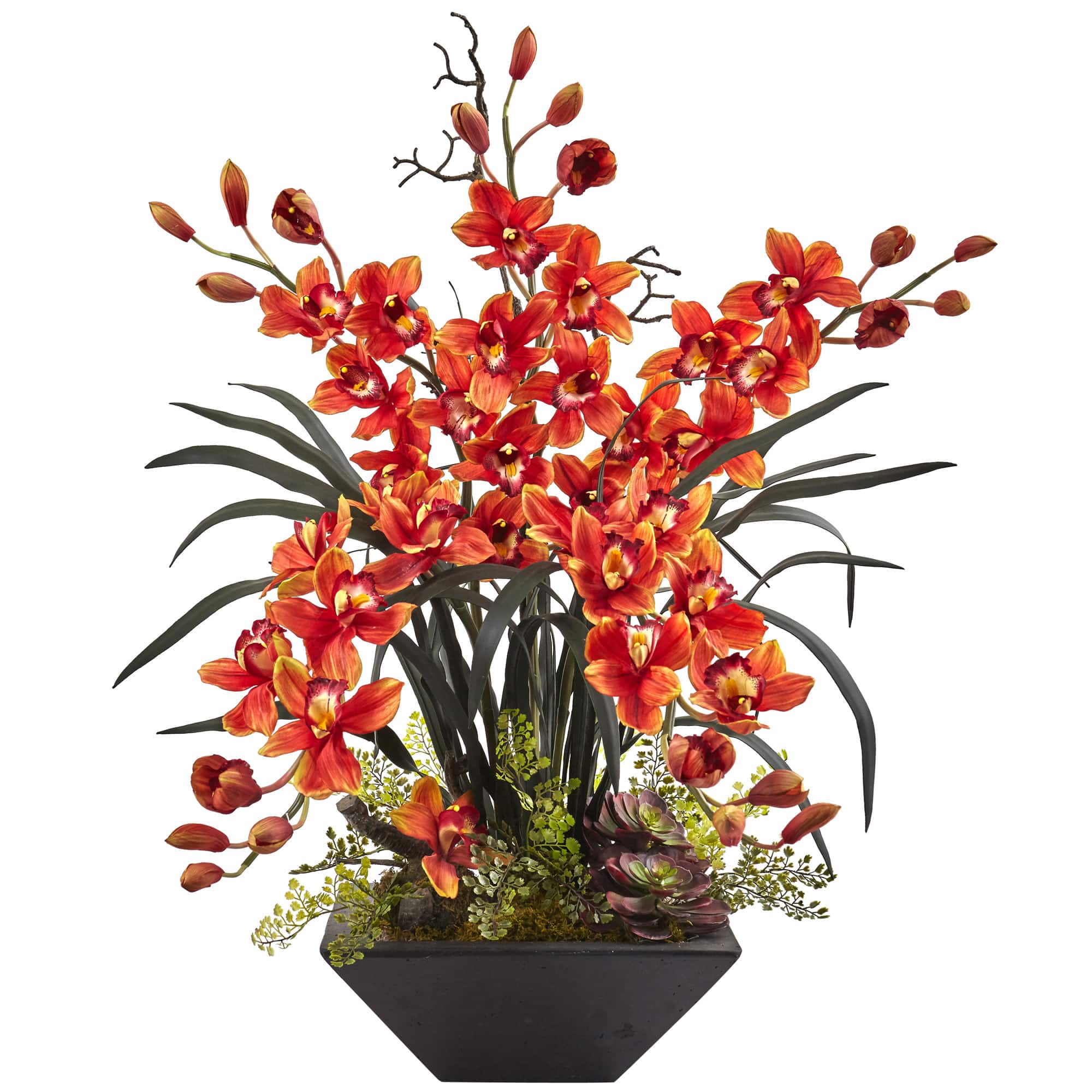 3ft. Red Boat Orchid Arrangement in Black Vase