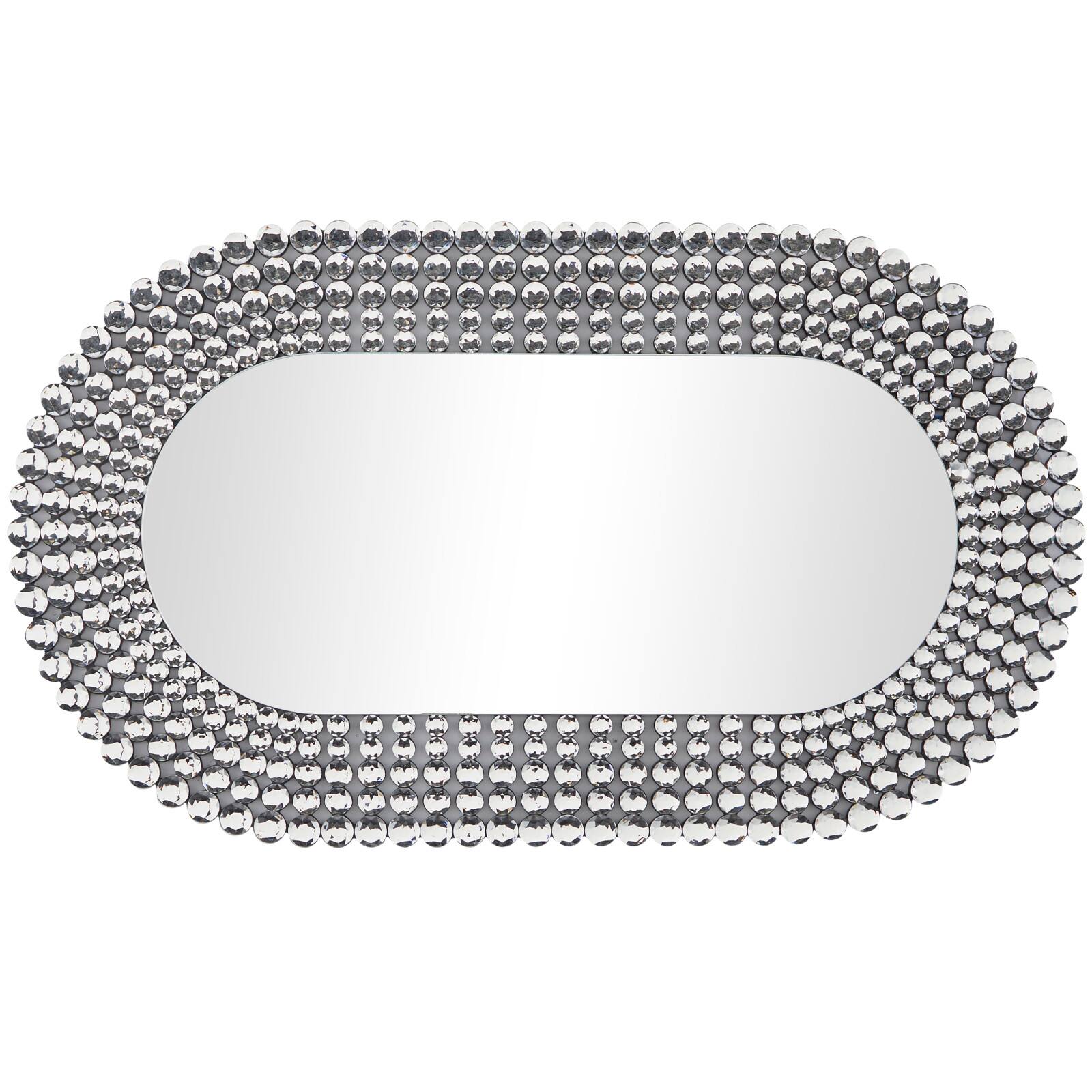 Silver Glass Radial Crystal Frame Wall Mirror 28" x 1" x 48"