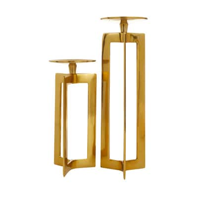 CosmoLiving by Cosmopolitan Gold Contemporary Candle Holder Set | Michaels