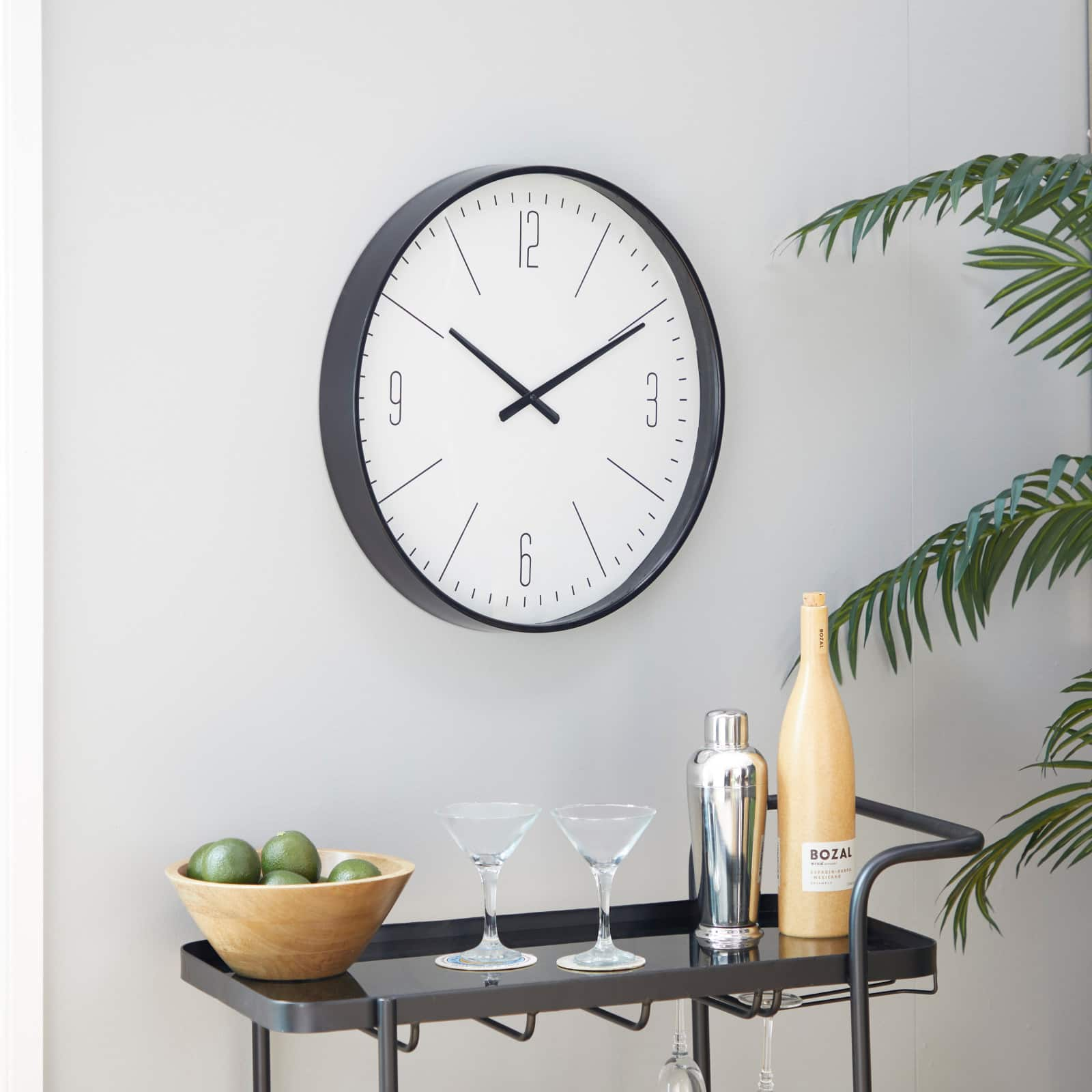 White Glass Contemporary Wall Clock, 20&#x22; x 20&#x22; x 2&#x22;