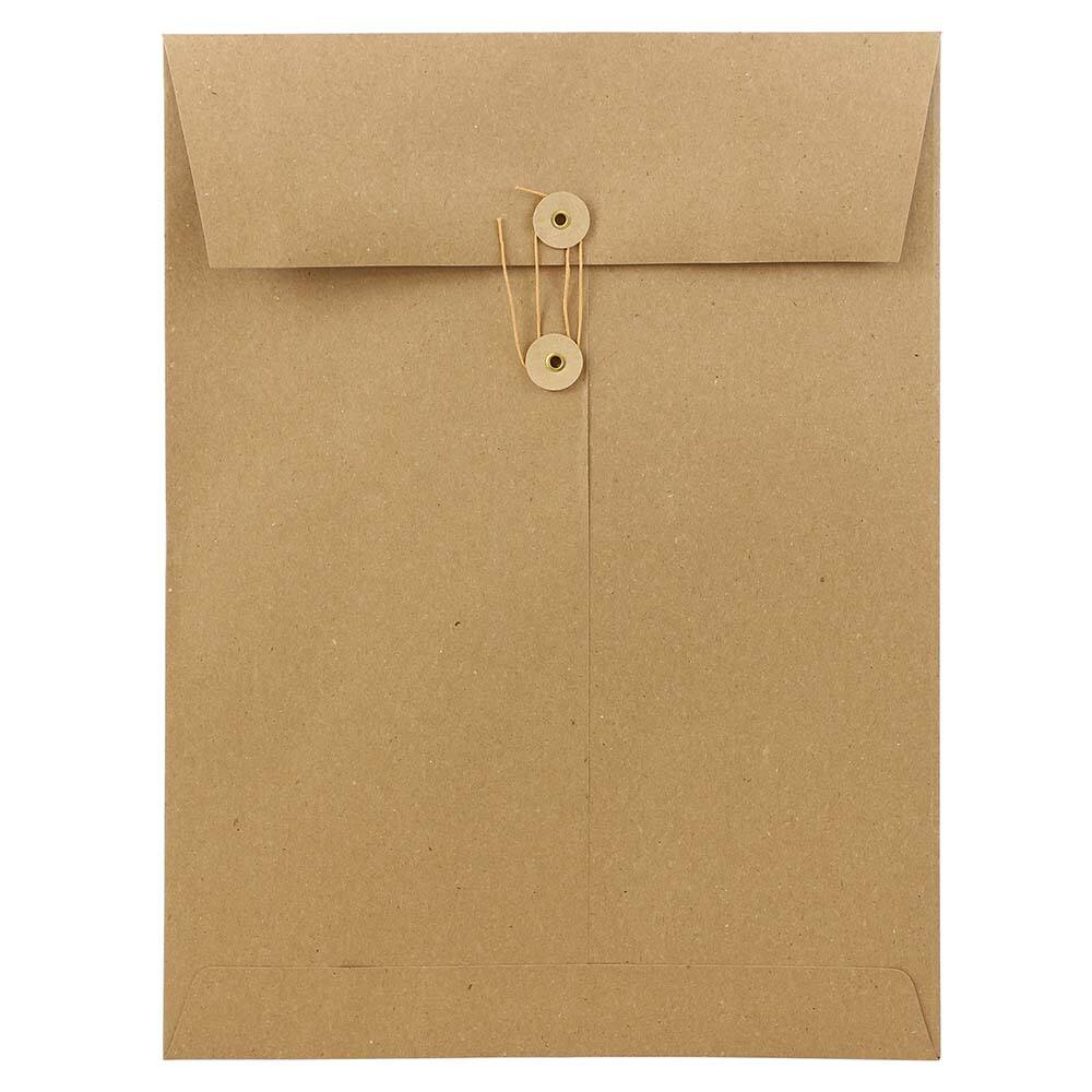 JAM Paper 9&#x22; x 12&#x22; Premium Brown Kraft Button &#x26; String Booklet Envelopes, 50ct.