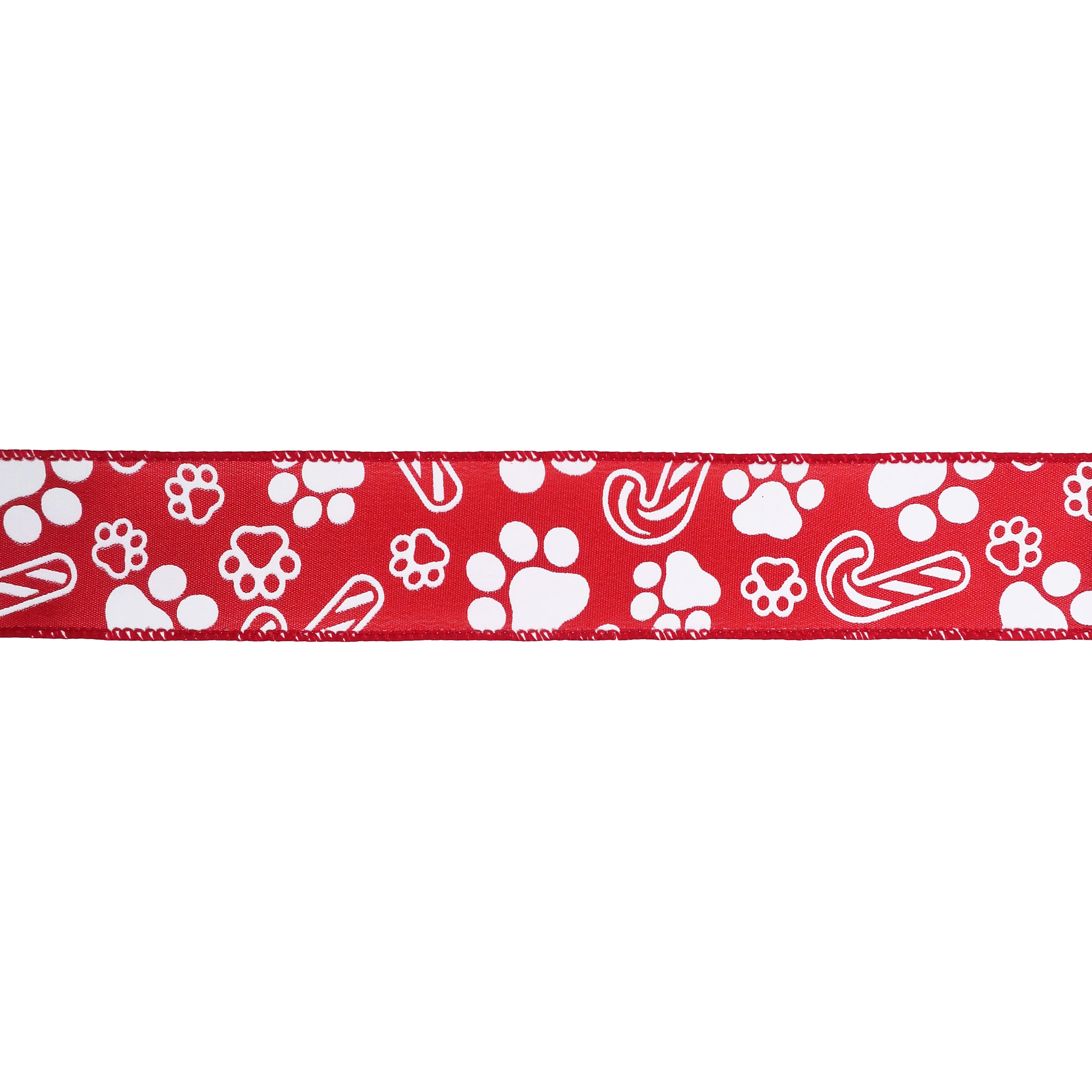 1.5&#x22; x 30ft. Red &#x26; White Paw Prints Wired Ribbon by Celebrate It&#xAE;