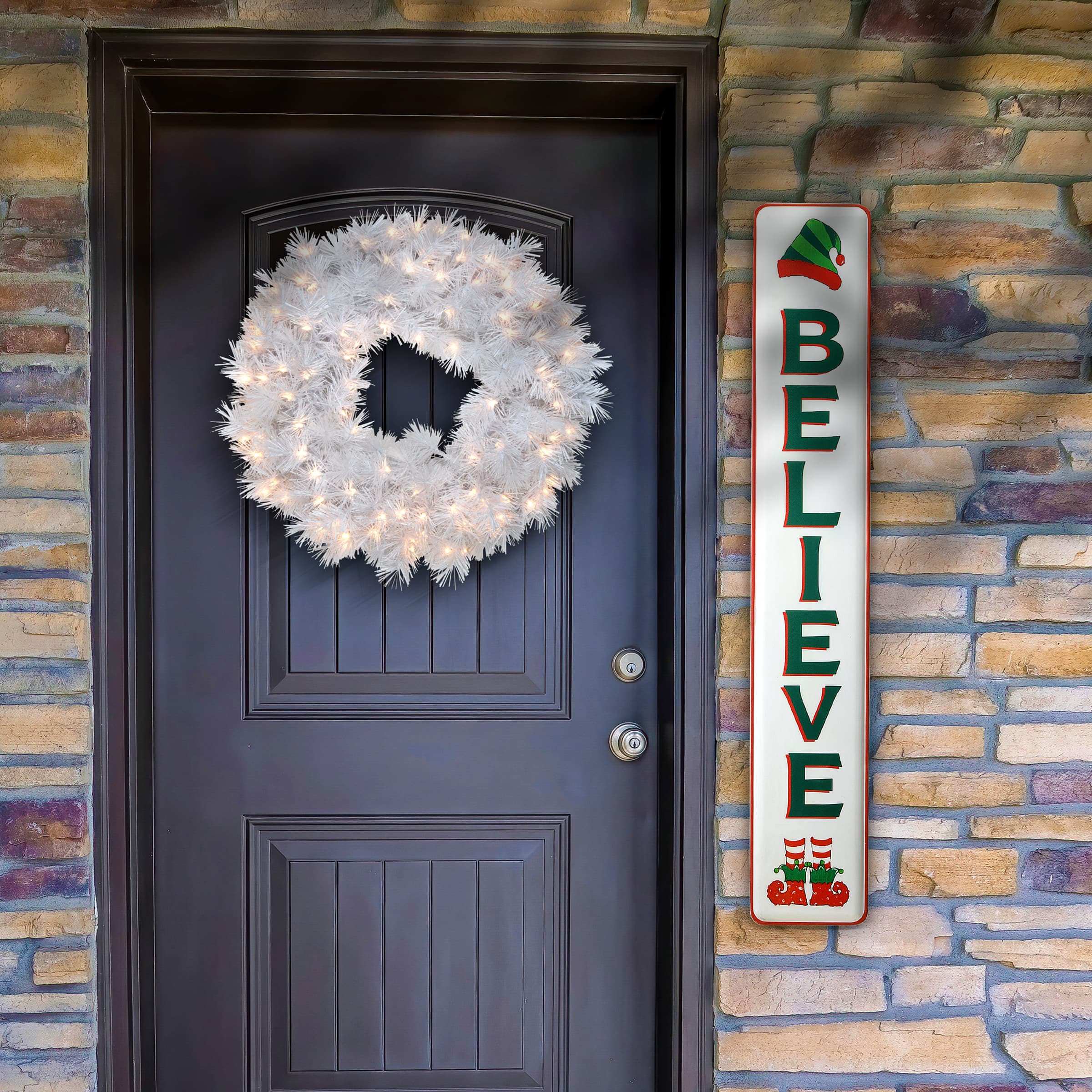 47&#x22; Believe Vertical Holiday Wall Sign