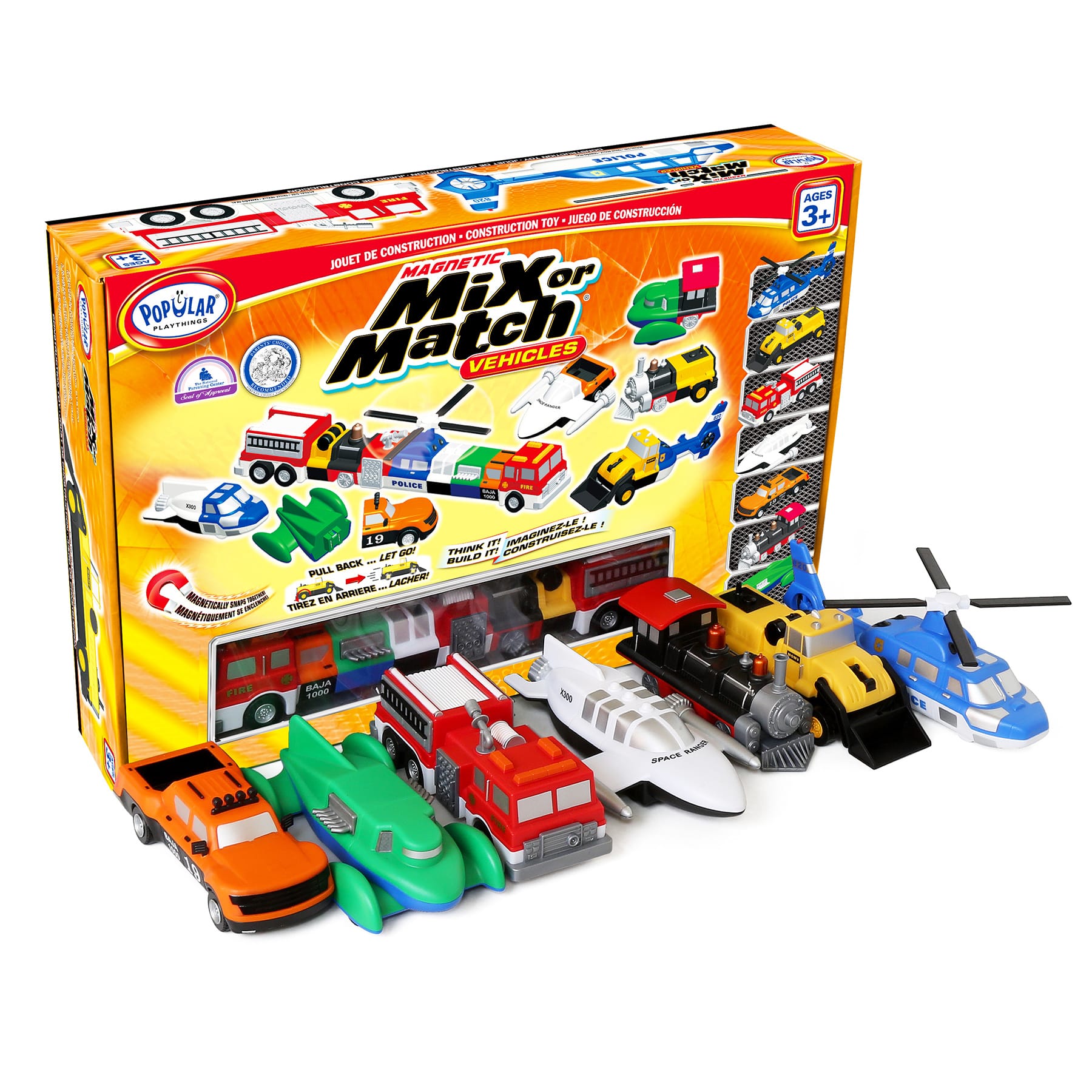 Popular Playthings&#xAE; Magnetic Mix or Match&#xAE; Deluxe 2 Vehicles Play Set
