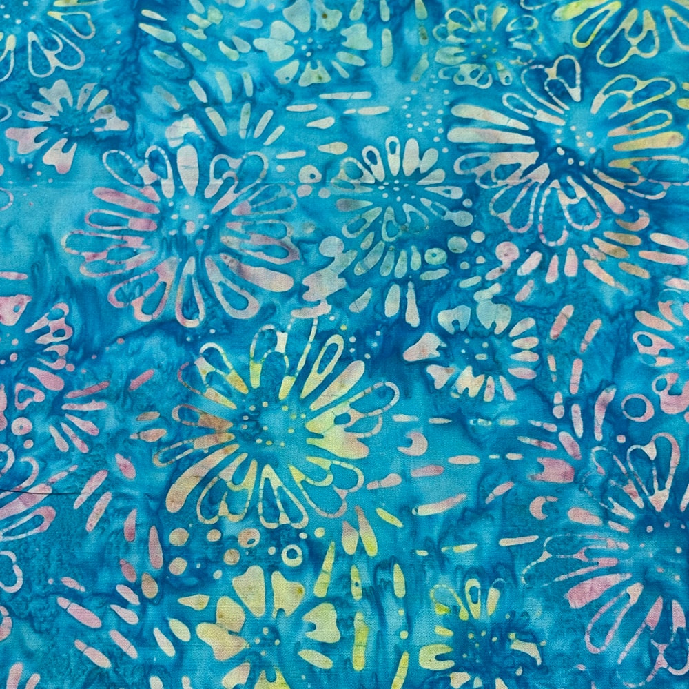 Feldman Premium Indonesian Batik Turquoise Tie Dye Daisy Fabric