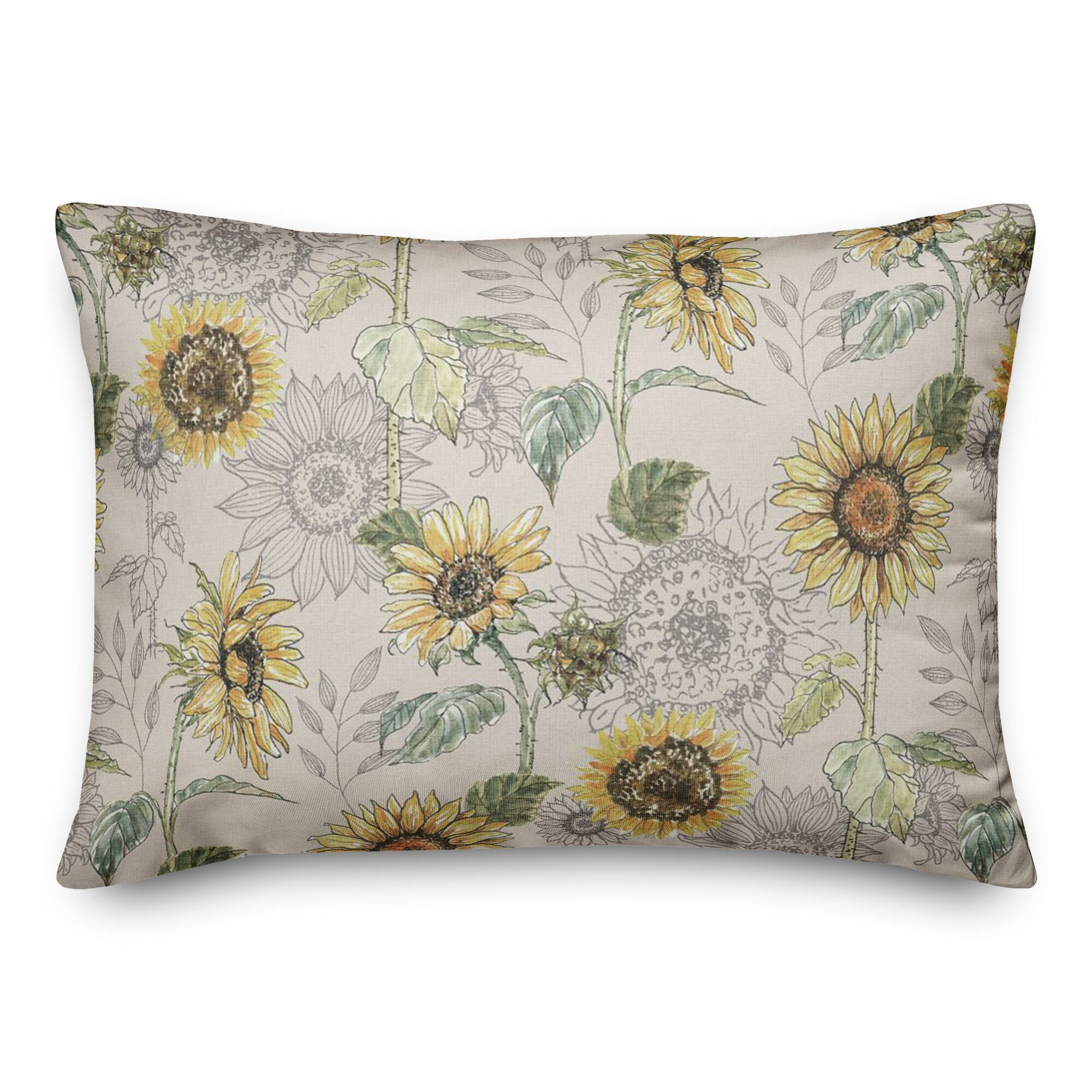 Sunflower Pattern Throw Pillow